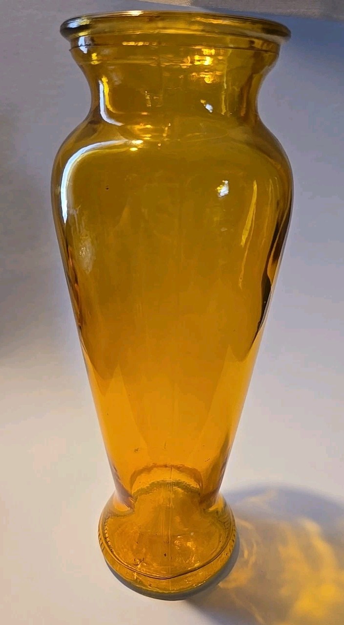 Vintage Amber Glass Flower Vase Smooth Tall Home Decor