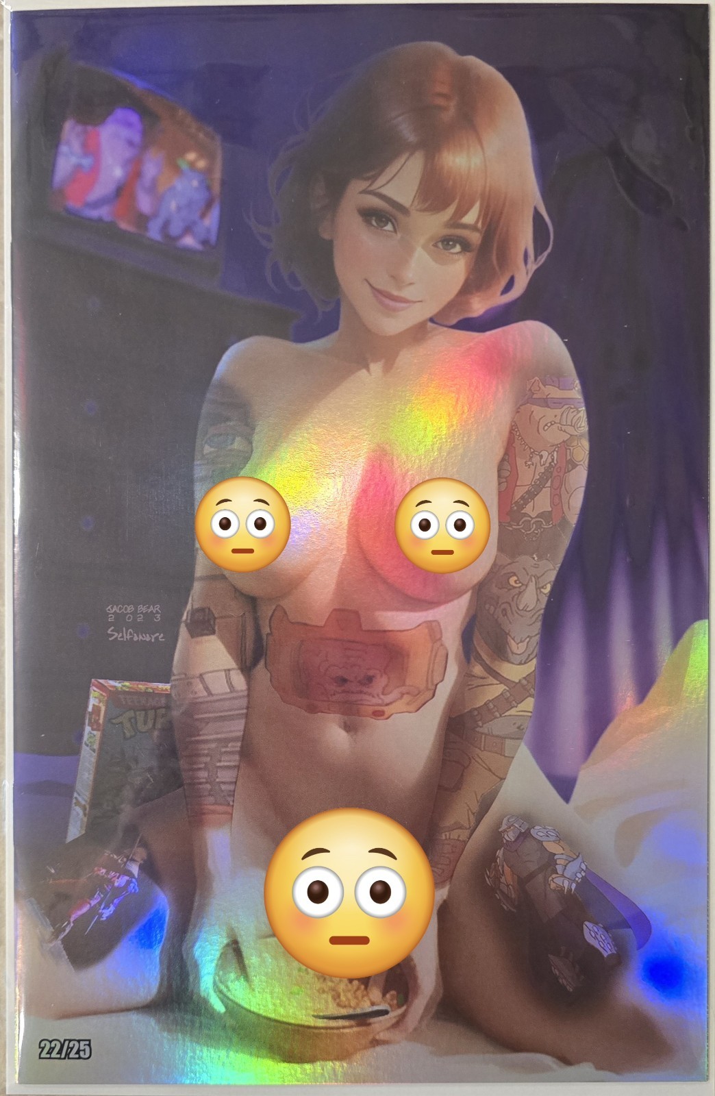 FOIL FULL NAUGHTY PIERCED/TATTOO Bear Babes Art Collection - April O'Neil #22/25 FOIL FULL NAUGHTY PIERCED/TATTOO Bear Babes Art Collection - April O'Neil #22/25