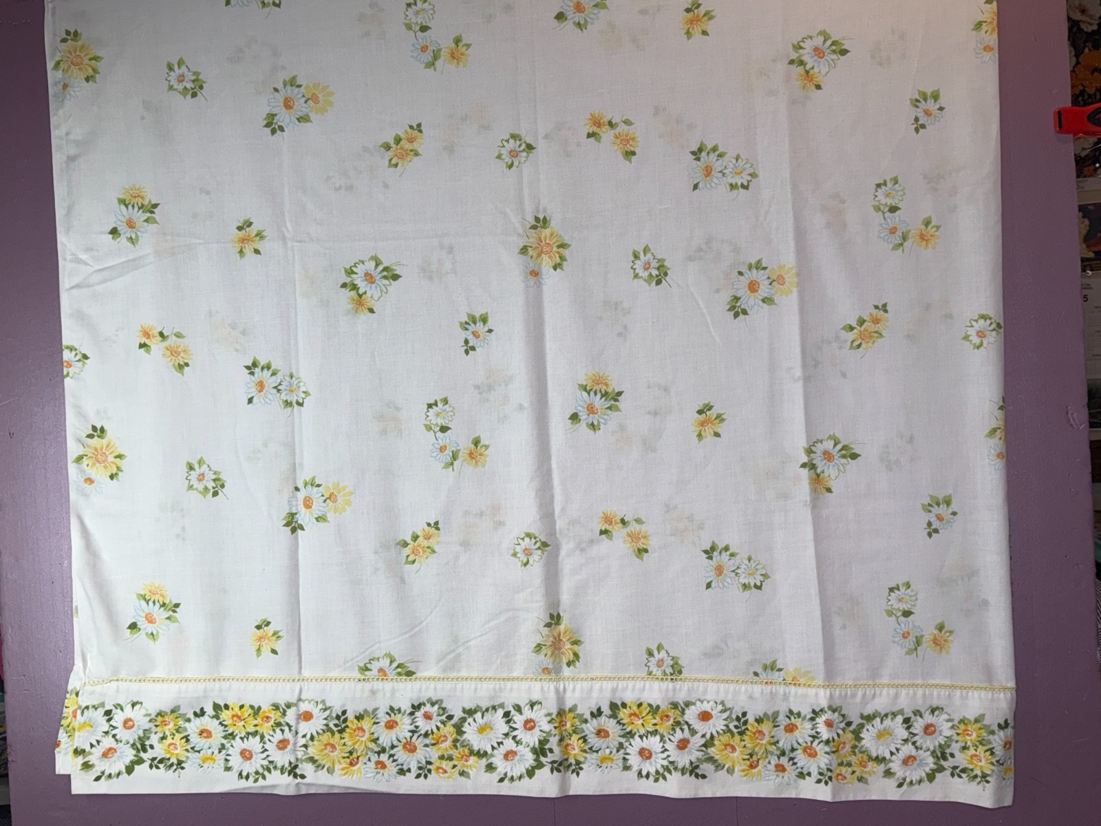 Pequot Vintage Daisy Floral DOUBLE FLAT SHEET Maytime Muslin No Iron 81x104 Pequot Vintage Daisy Floral DOUBLE FLAT SHEET Maytime Muslin No Iron 81x104