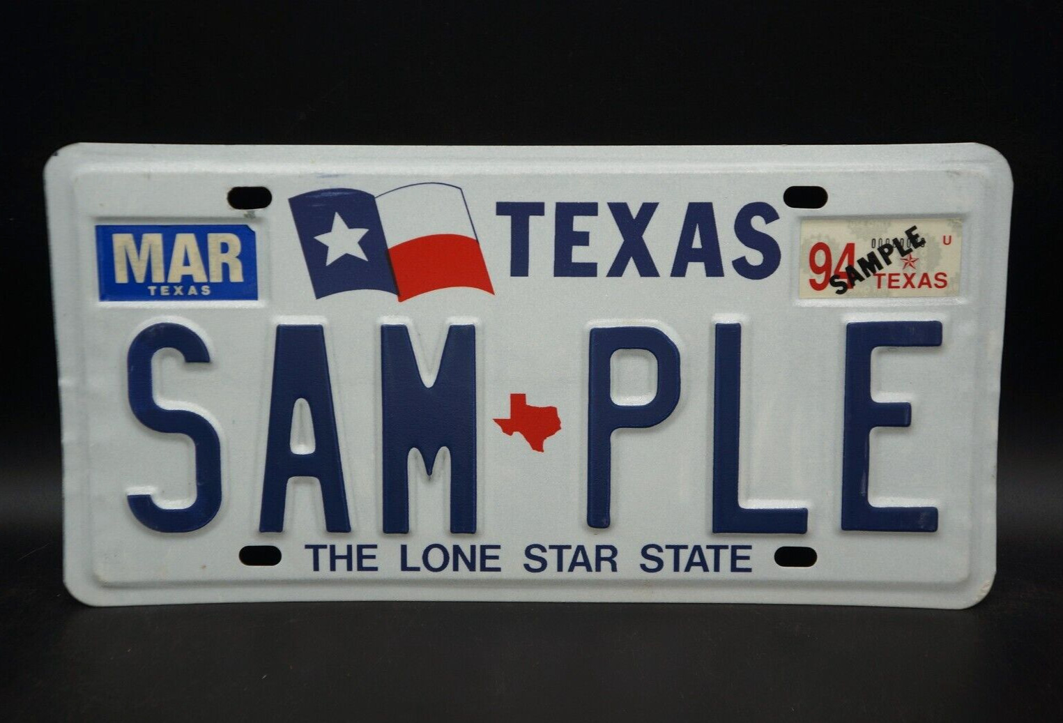 1994 Texas LONE STAR STATE FLAG License Plate SAMPLE 1994 Texas LONE STAR STATE FLAG License Plate SAMPLE