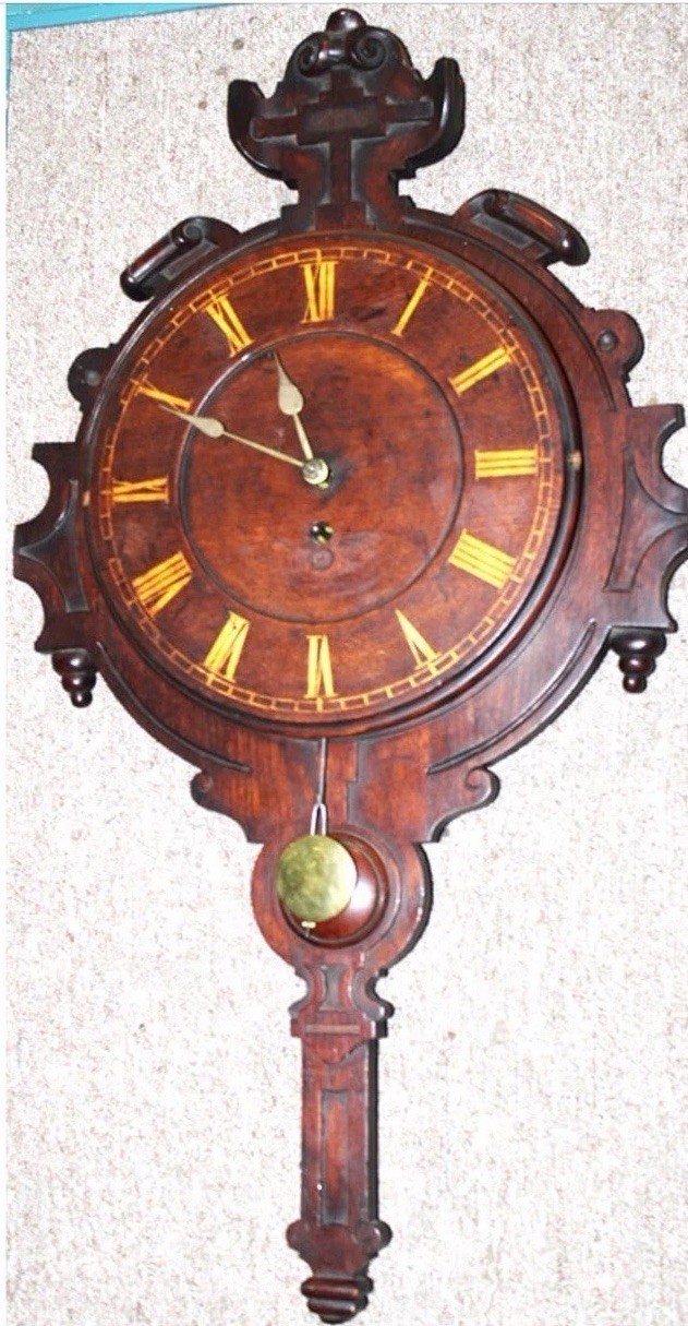 Unusual Walnut Victorian Regulator Clock Unusual Walnut Victorian Regulator Clock