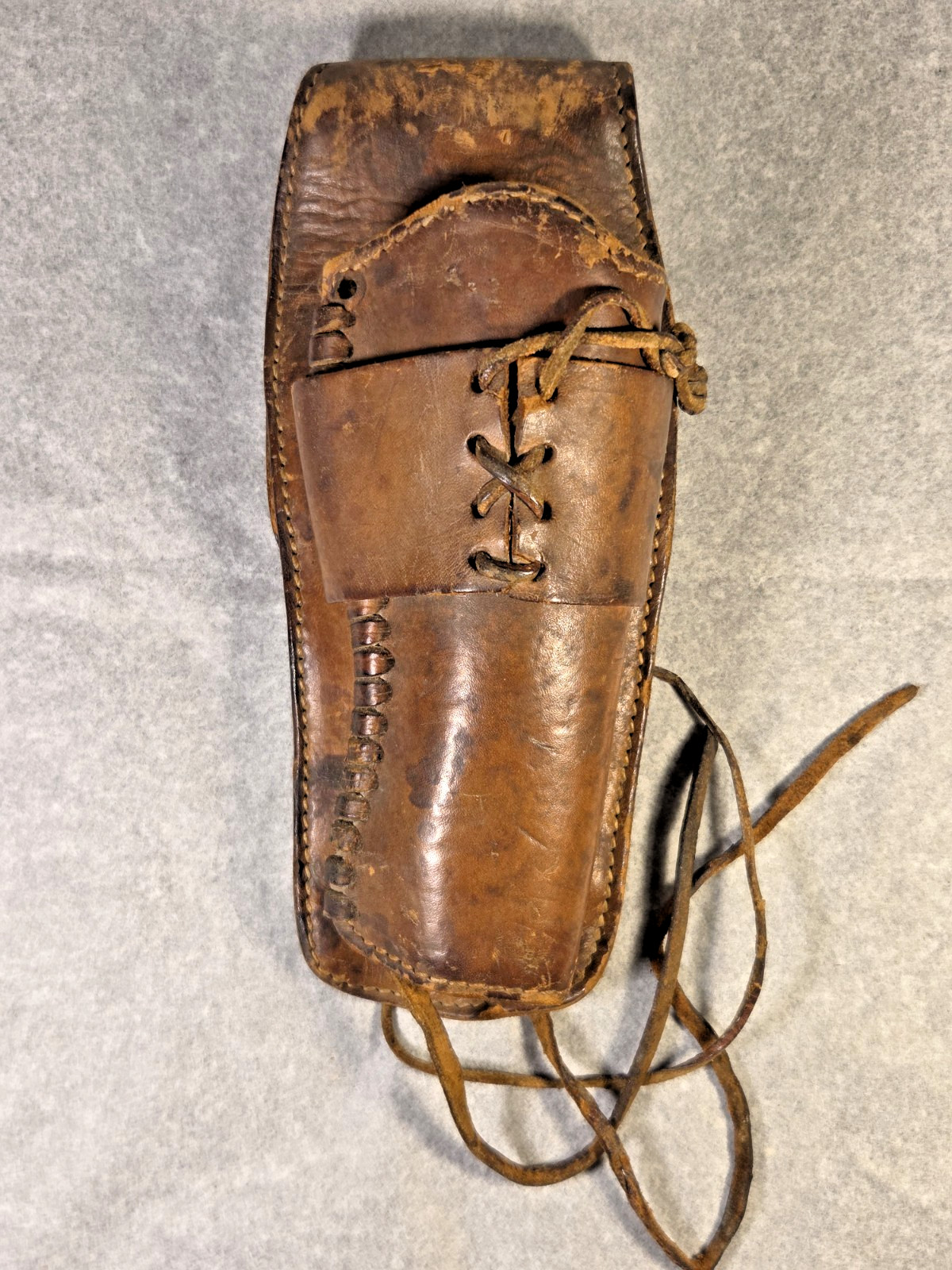 WW1 Era Leather Military Pouch Sleeve Antique Arsenal Stamp Laced Holster