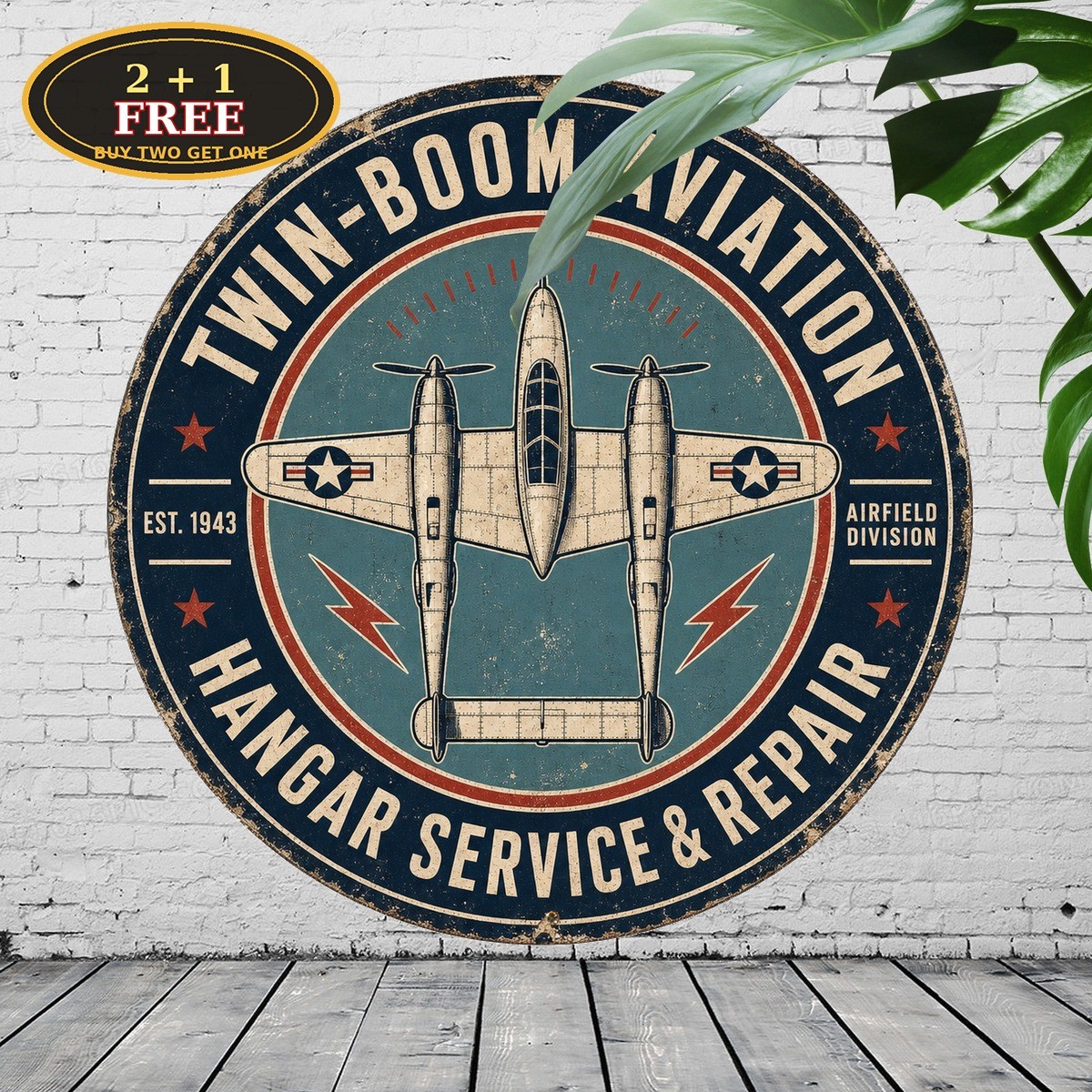 Vintage Airplane Flight Circle Metal Sign 8x8 Round Aviation Hangar Wall Decor