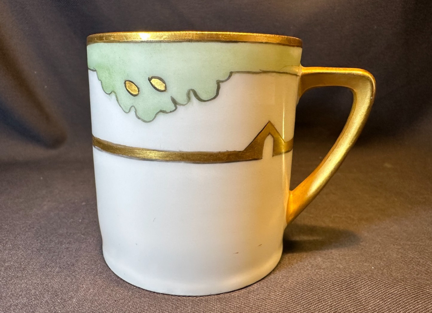 Antique Weimar Art Nouveau Hand Painted Bone China Coffee Cup Mug Germany Signed