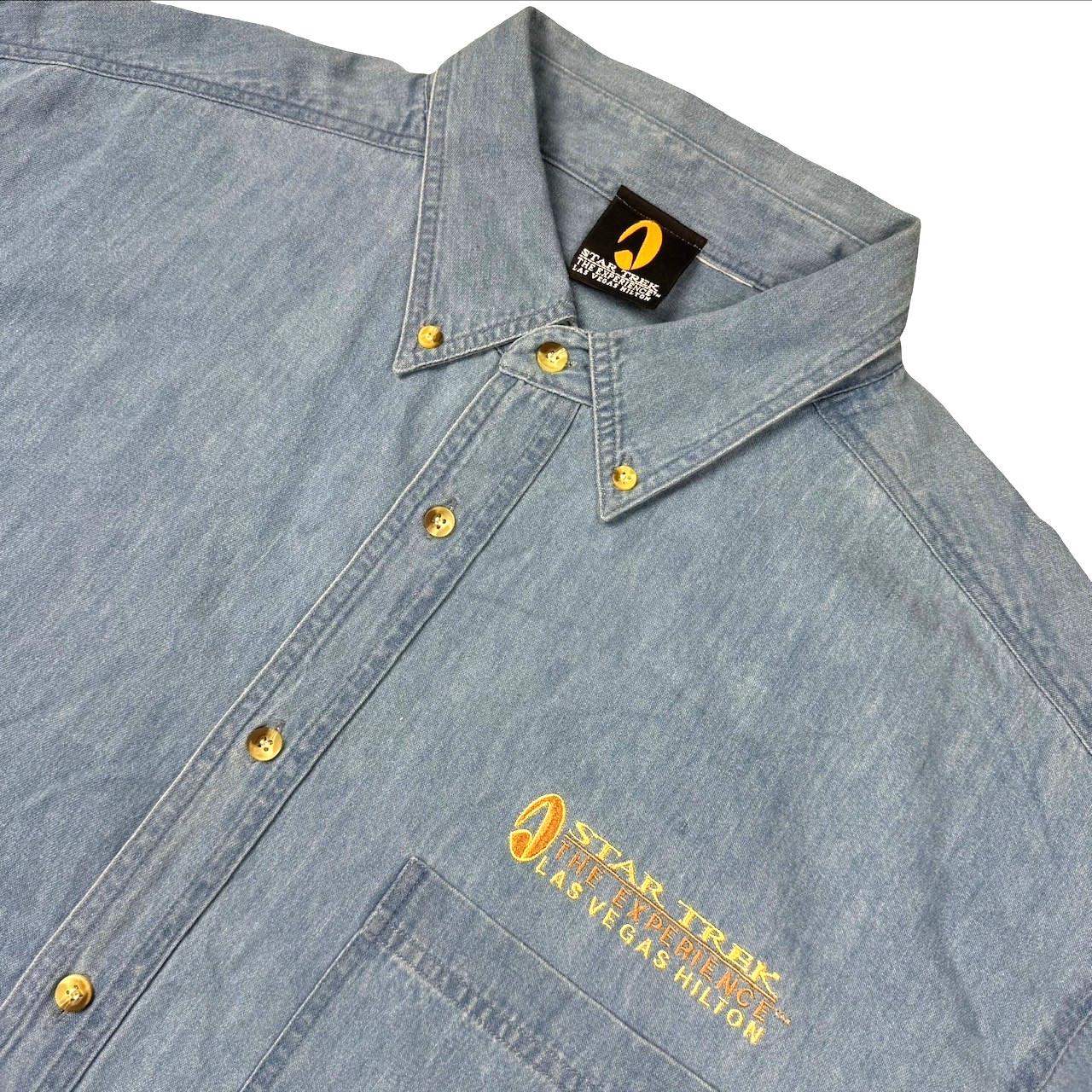 VTG Star Trek Experience Men's 100% Cotton L/S Button Shirt Blue • XL VTG Star Trek Experience Men's 100% Cotton L/S Button Shirt Blue • XL