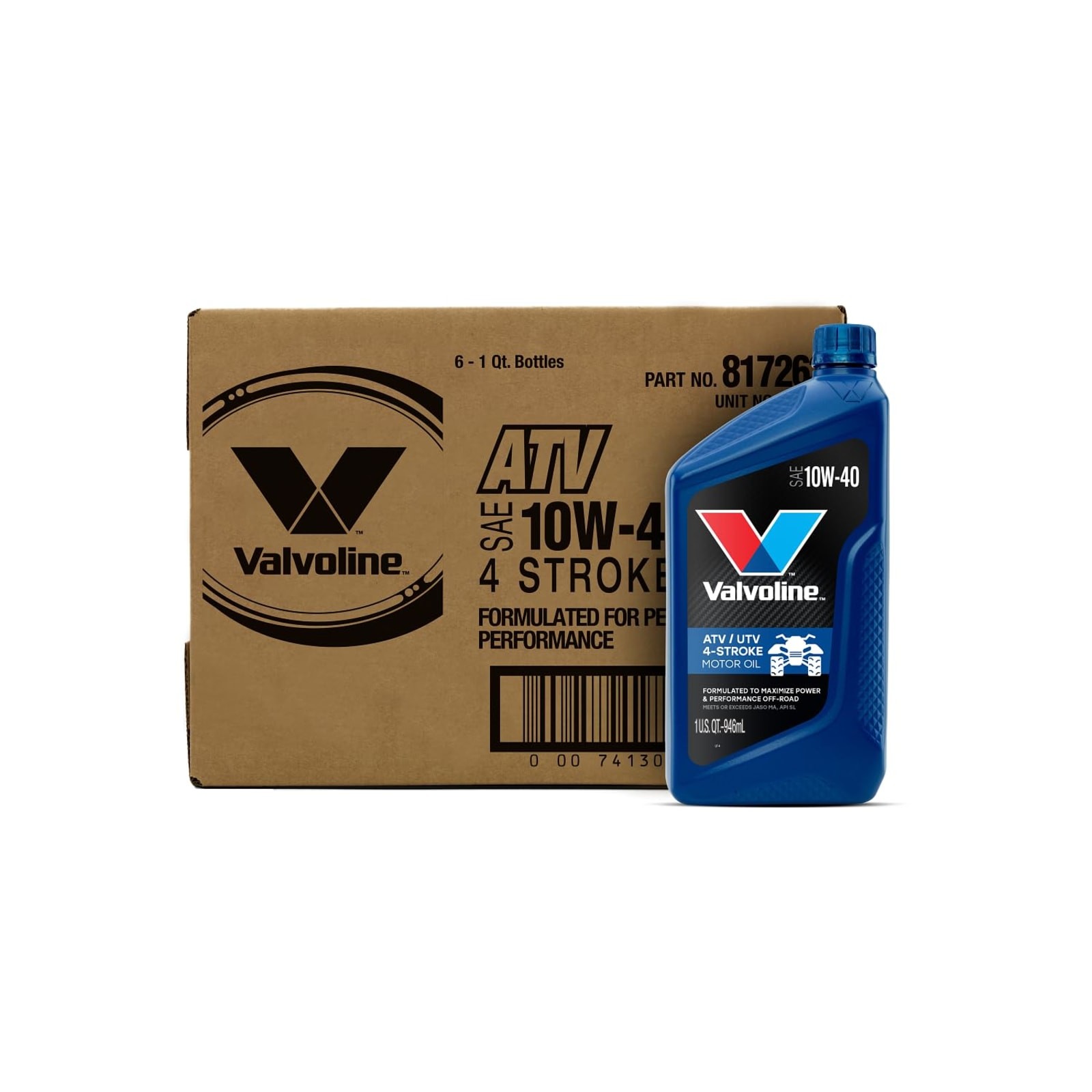 Valvoline 4-Stroke ATV UTV Motor Oil SAE 10W-40 1 QT Case of 6 Wet Clutch Valvoline 4-Stroke ATV UTV Motor Oil SAE 10W-40 1 QT Case of 6 Wet Clutch