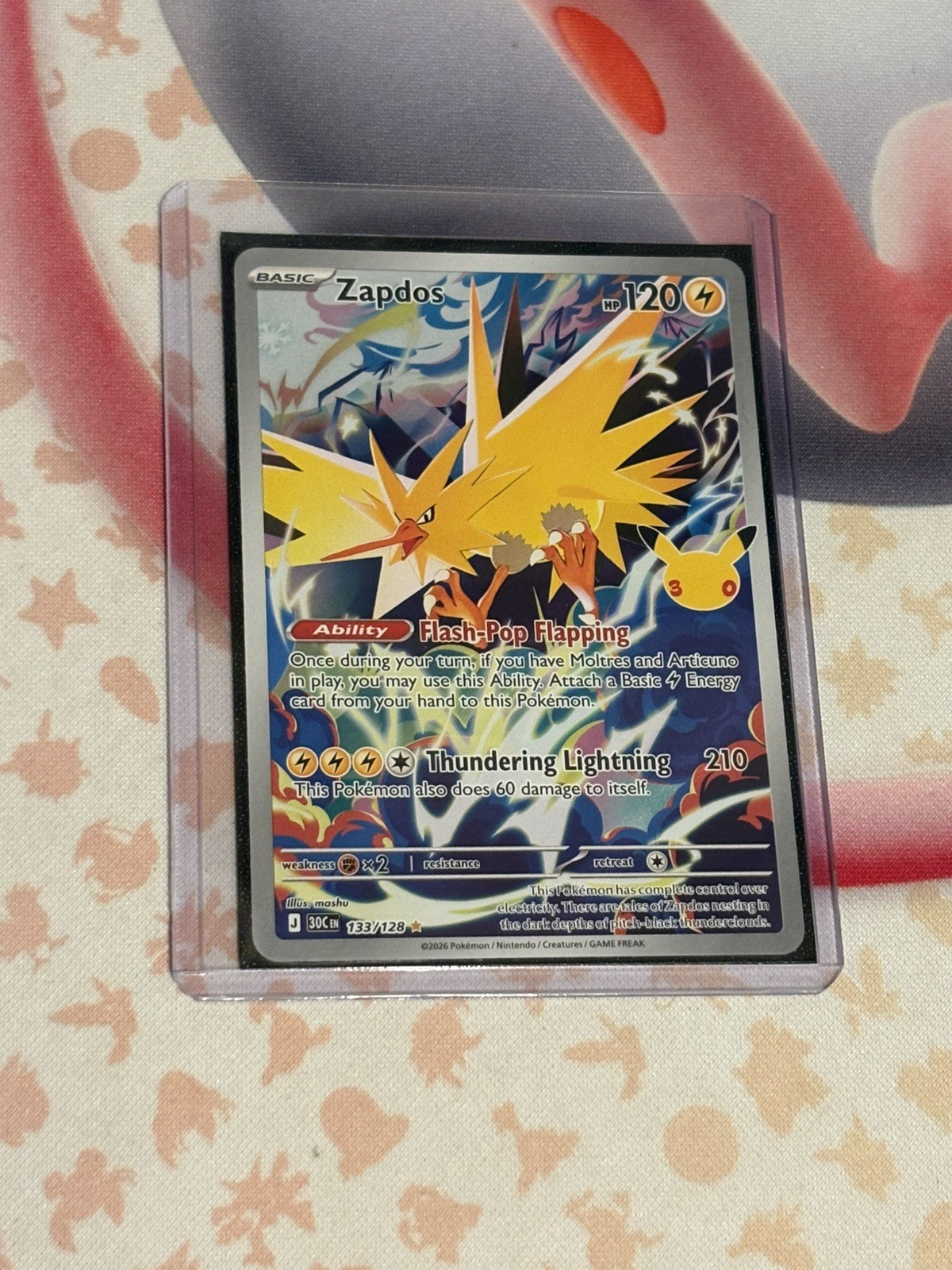 Pokémon TCG Zapdos 30th anniversary 133/128 Illustration Rare NM/M