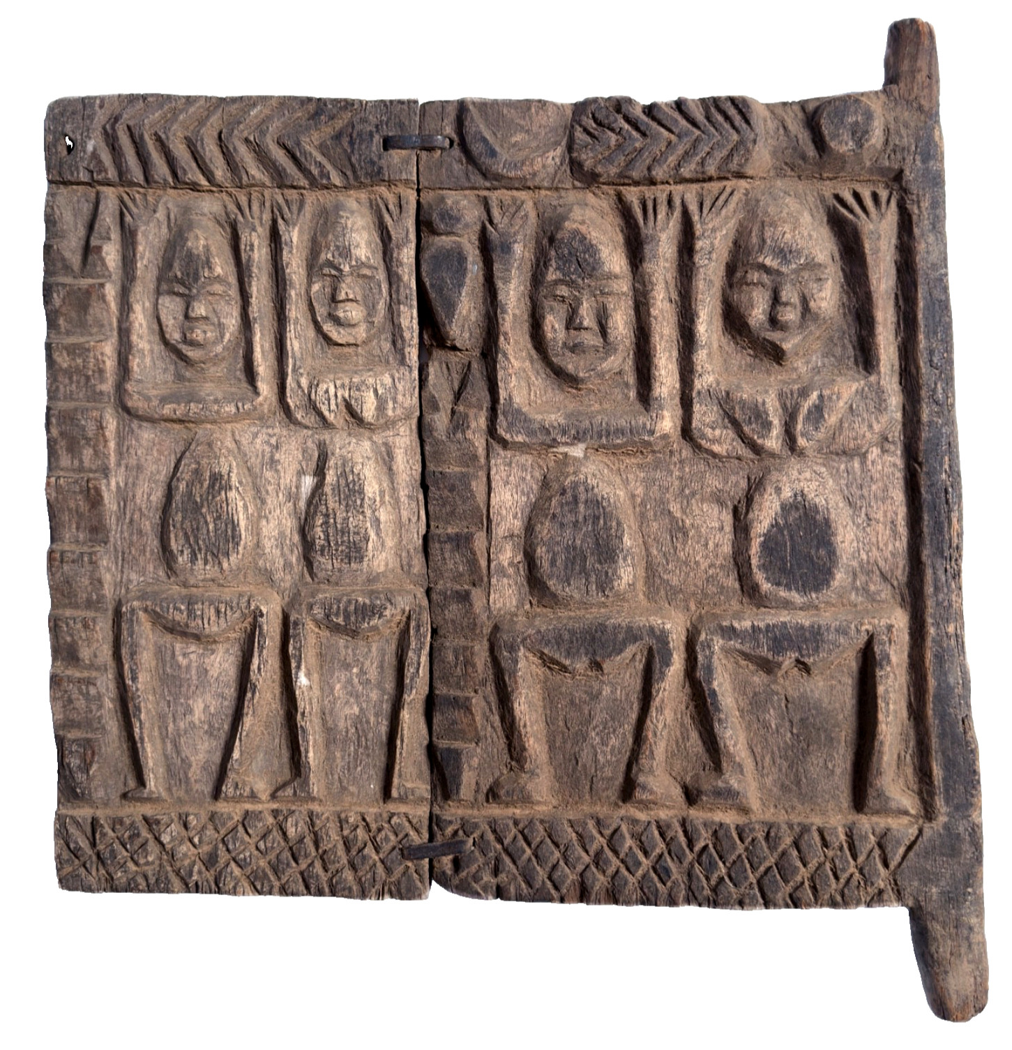 Vintage Dogon Granary Door Shutter Mali African Art Carved Nommo Ancestors COA