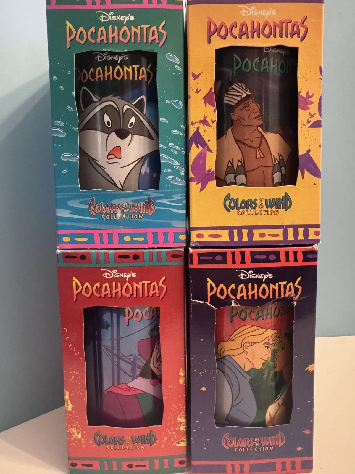 Vintage 1995 90s POCAHONTAS Disney Burger King Cups Set of 4 In Boxes NIB