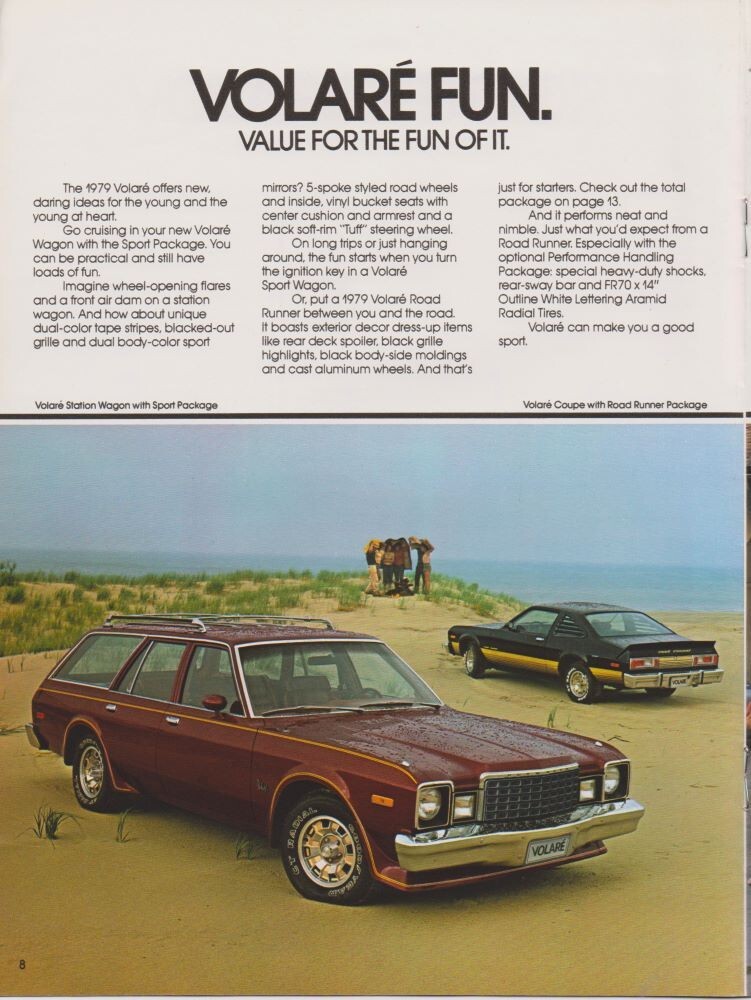 NOS 1979 PLYMOUTH VOLARE Sales Brochure Road Runner Sport Wagon 318 360 Mopar