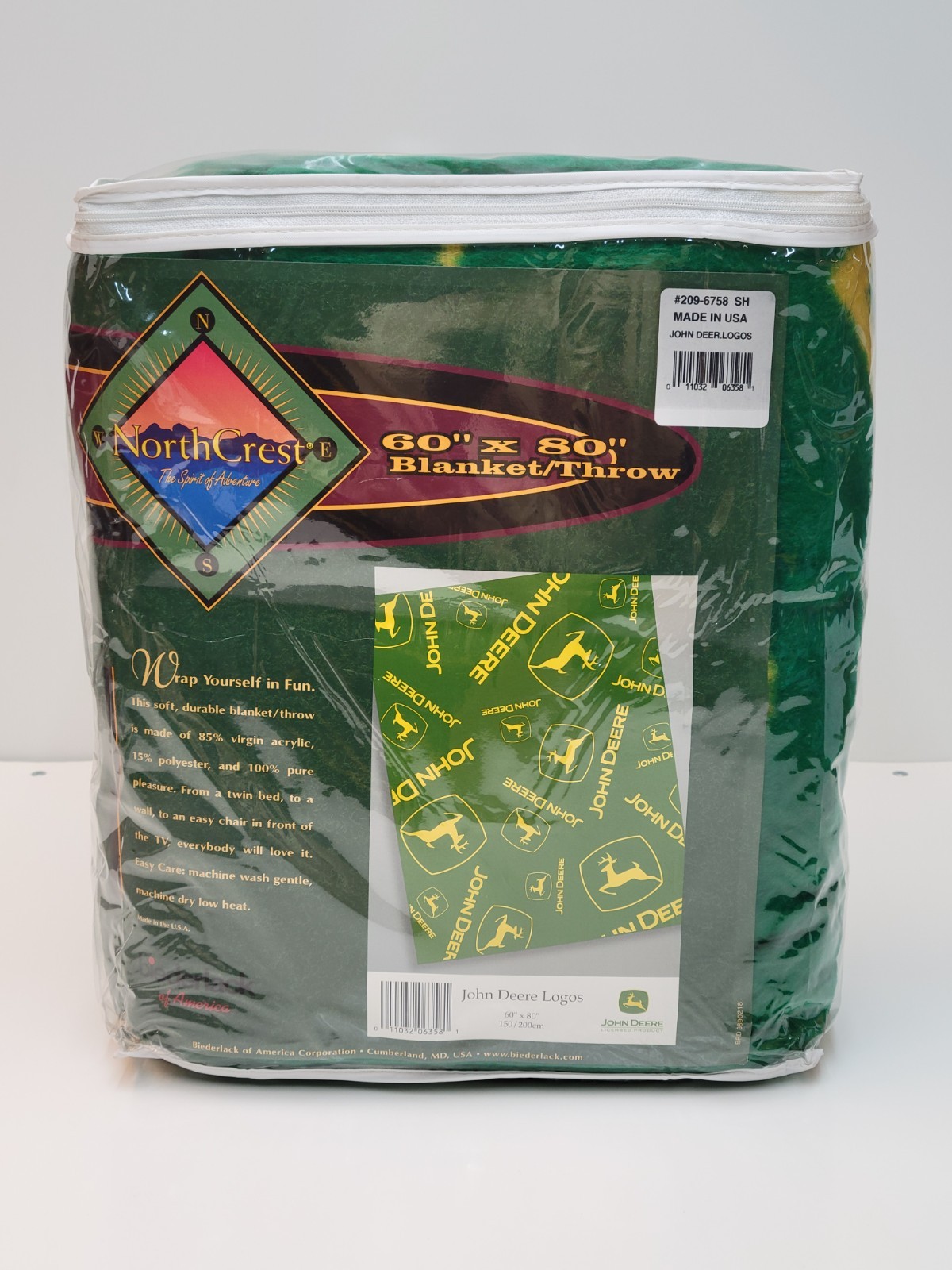 Vtg Northcrest Biederlack JOHN DEERE All Over Print 60\