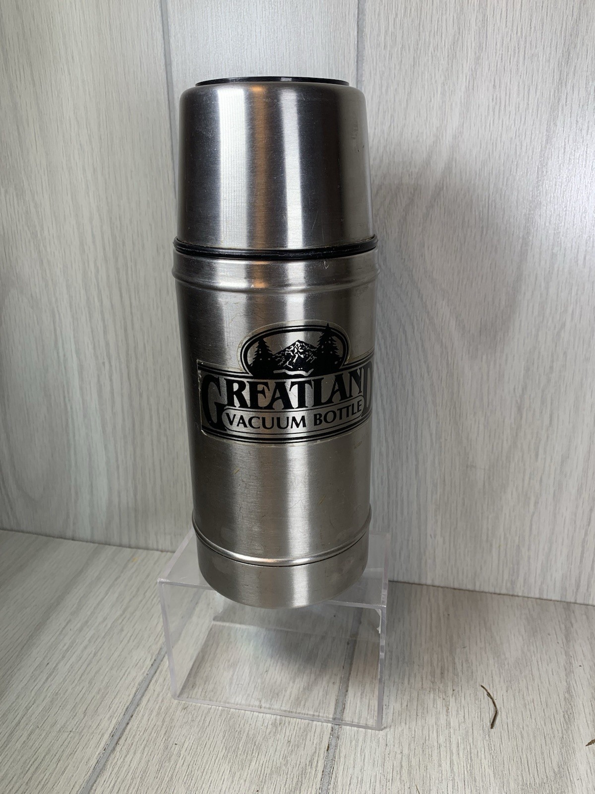 Greatland Vacuum Bottle Silver Hot Cold Liquid Lunch Box Camping With Handle