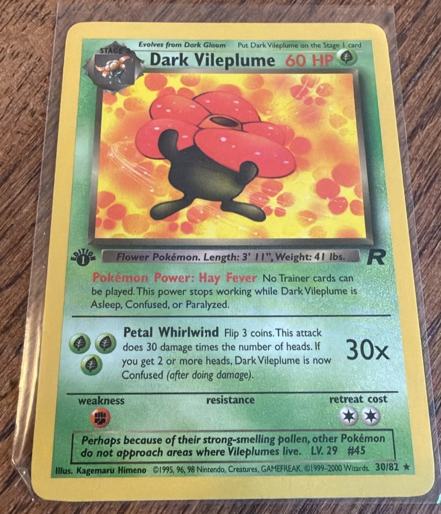 Pokemon Dark Vileplume 30/82 1st Edition Rare Team Rocket WOTC 2000 Pokemon Dark Vileplume 30/82 1st Edition Rare Team Rocket WOTC 2000