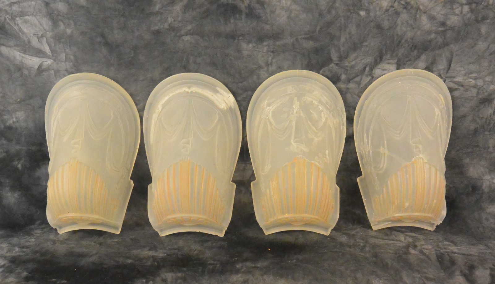 Vintage Frosted Glass Slip Shades; Set of 4; Salvage: Chandelier or Sconce Vintage Frosted Glass Slip Shades; Set of 4; Salvage: Chandelier or Sconce