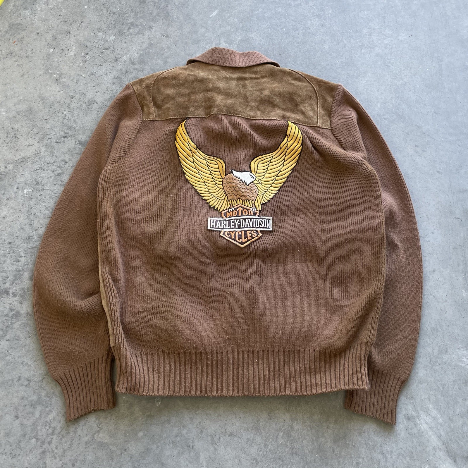 True Vintage 1970s Custom Harley Davidson Patch Suede Leather Jacket 
