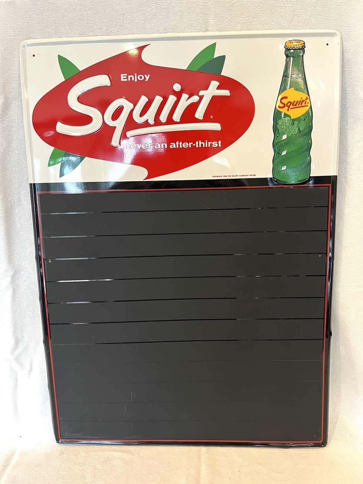 SQUIRT SODA 1968 Original MENU BOARD Advertising Sign Enjoy Squirt 