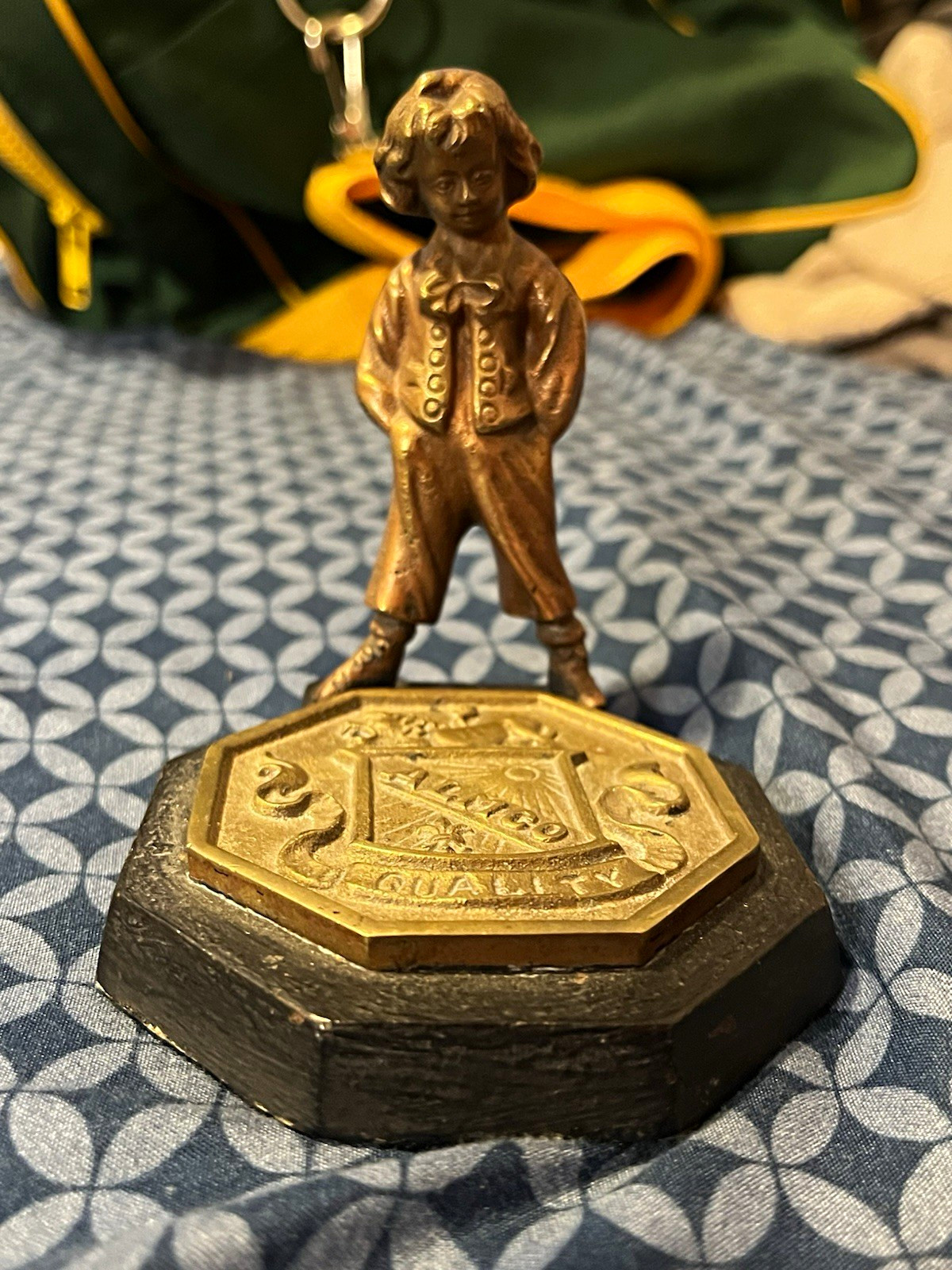 Antique 1920s ALMCO Lamp Advertising Cast Iron Copper Brass Doorstop Paperweight