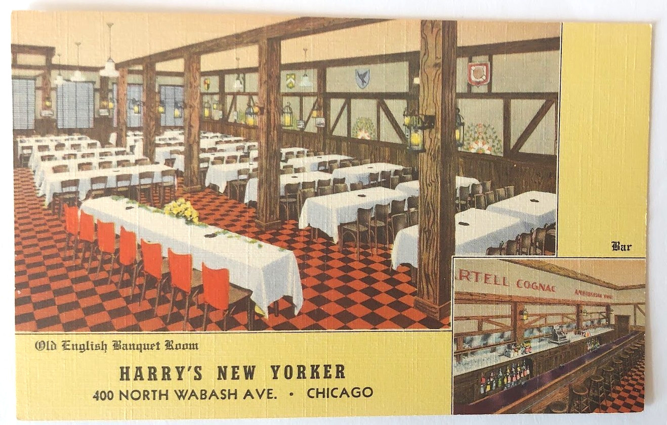 VTG 1940 CHICAGO IL Postcard Advertising HARRY\'S NEW YORKER RESTAURANT & BAR M