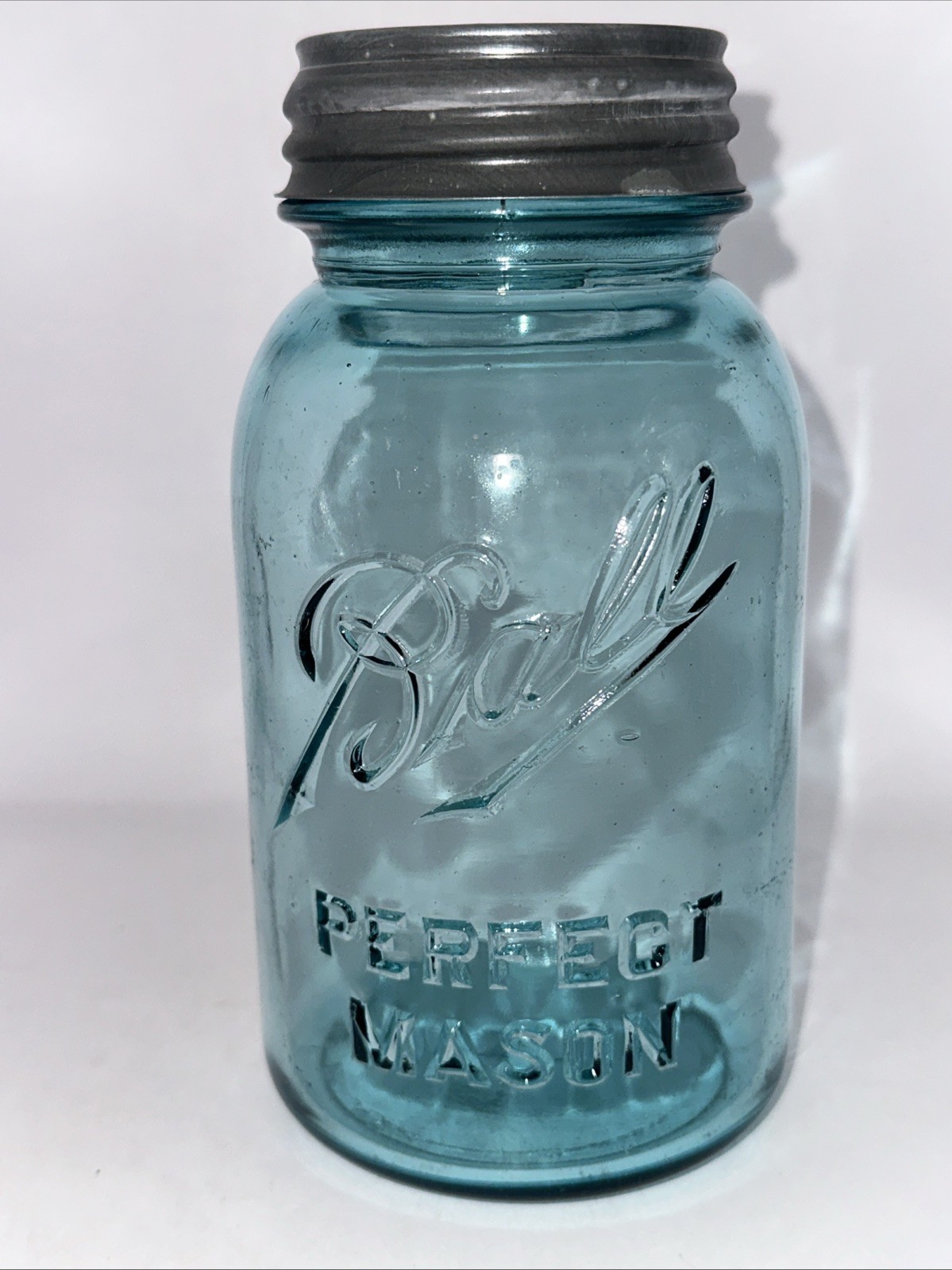 Antique Ball Mason Jar 1-qt Blue Zinc Lid 1900-23 Antique Ball Mason Jar 1-qt Blue Zinc Lid 1900-23