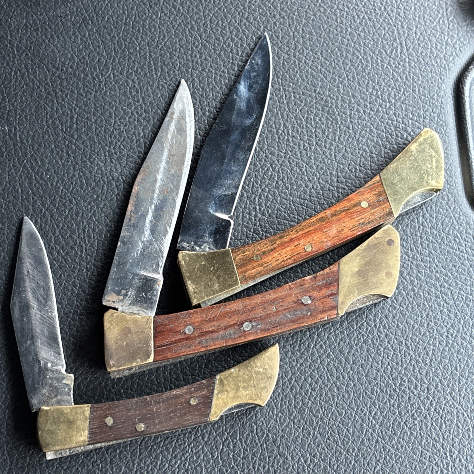 Vintage Folding Pocket Knife Lot 3 Brass Wood Handle Stainless Steel Knives Vintage Folding Pocket Knife Lot 3 Brass Wood Handle Stainless Steel Knives