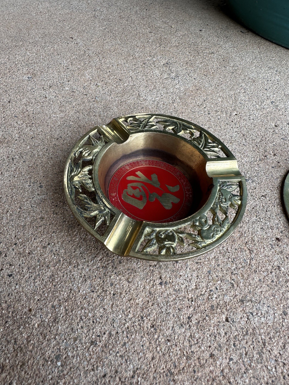 Vintage Ashtray set of 2 4” Personal Ashtray Oriental Asian Brass