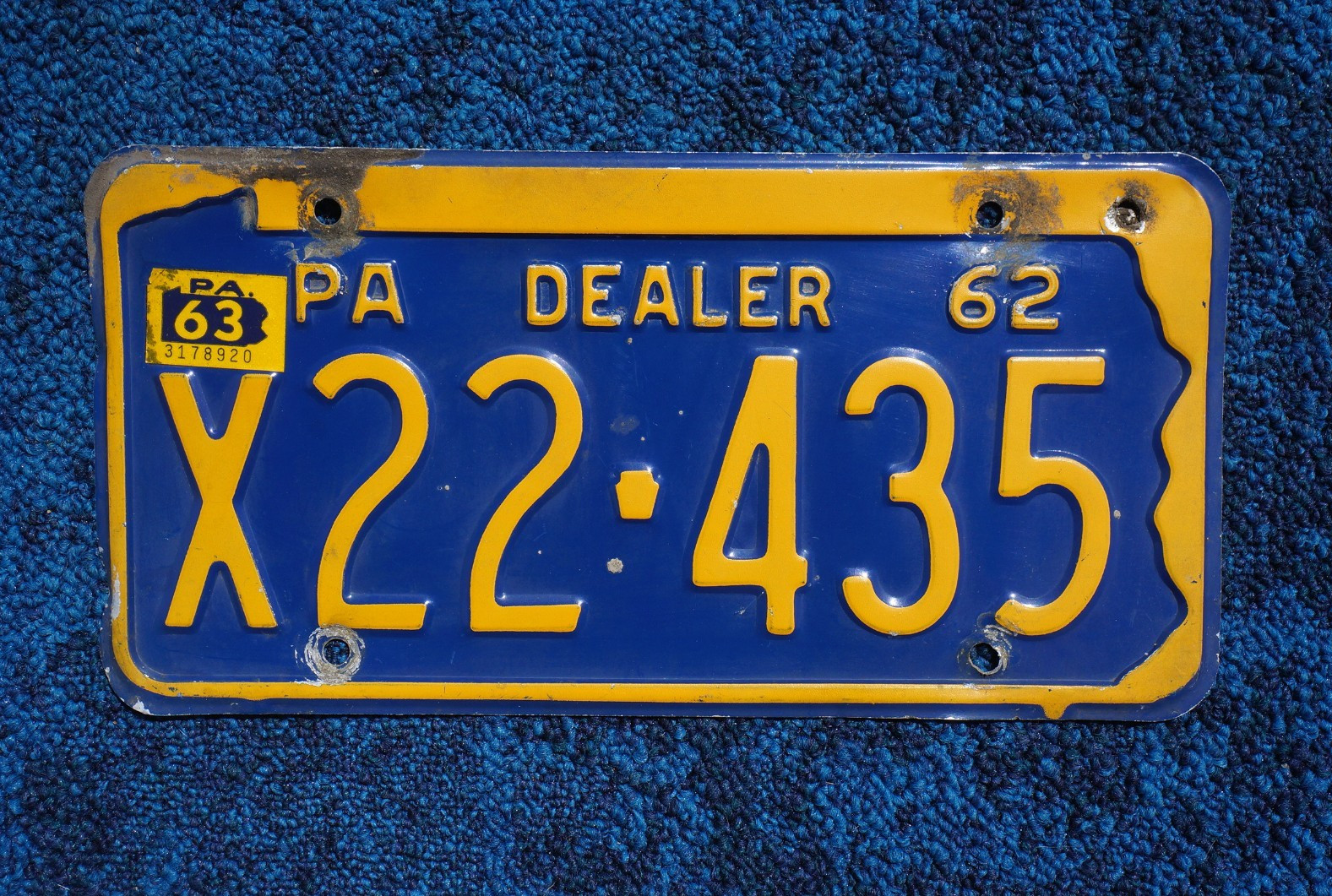 1962 1963 Pennsylvania DEALER License Plate