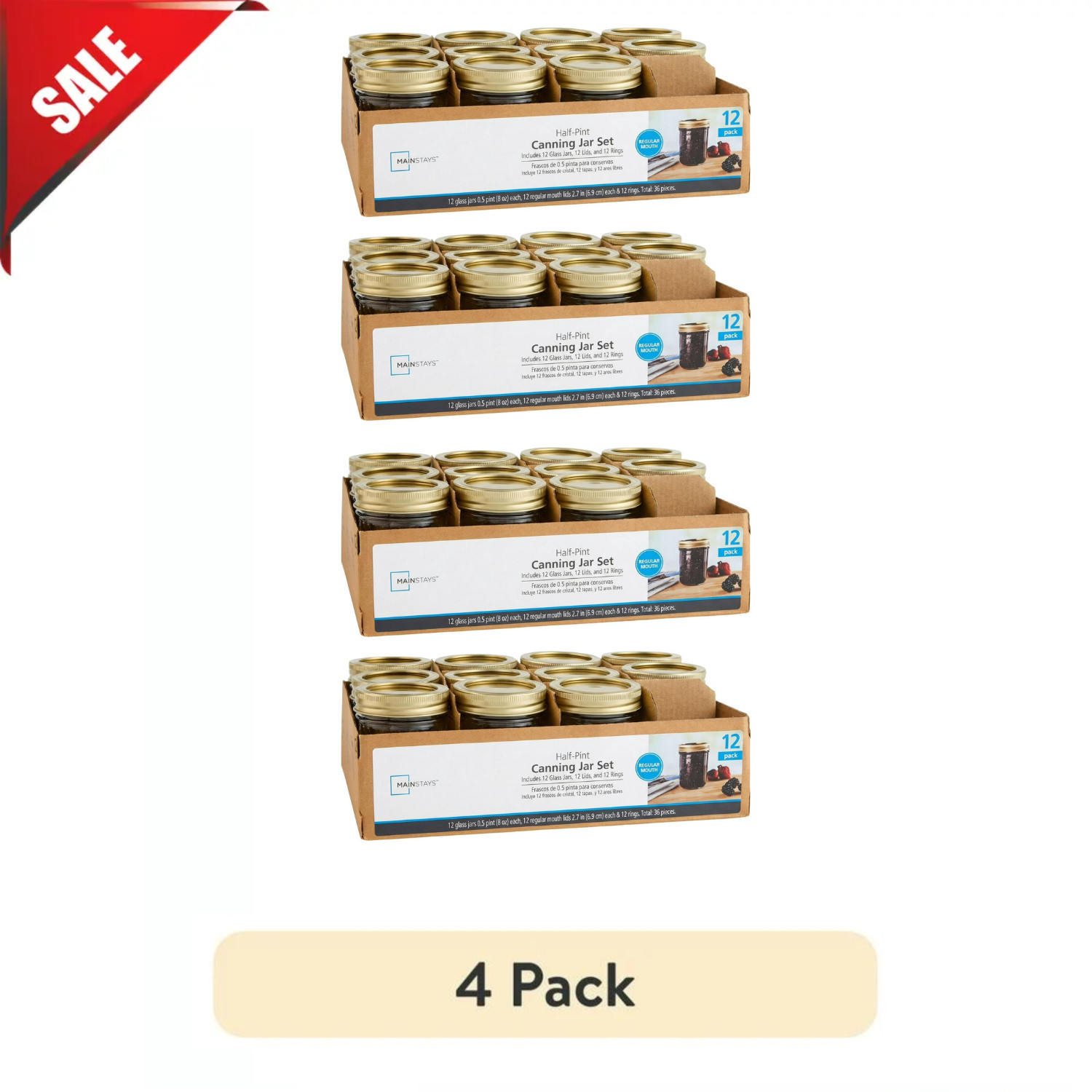 48 Pack 8oz Mason Jars, Regular Mouth Half Pint Canning Jars with Lids and Rings