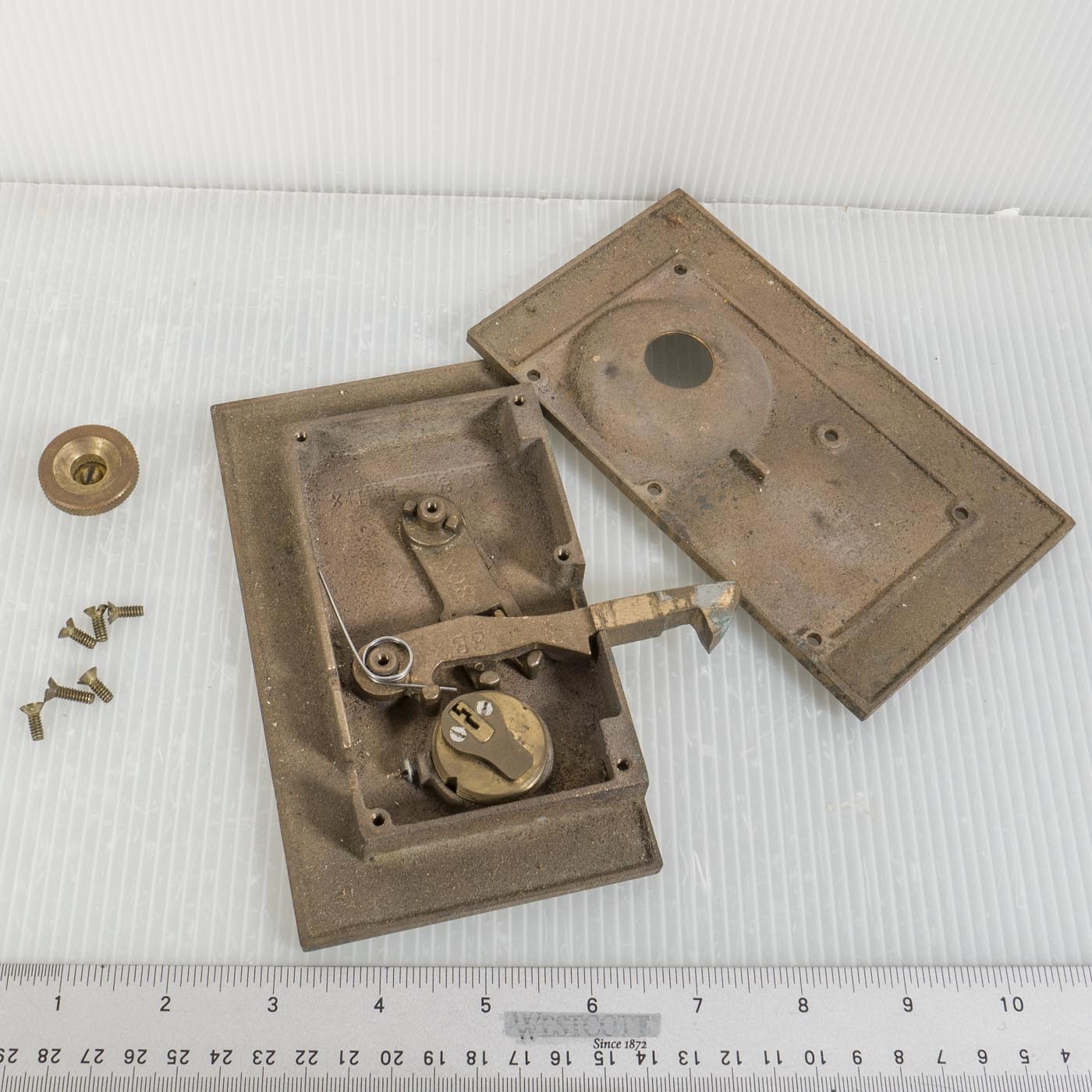 Vintage WELCH Brass Box Lock Mortise Pocket Door Lock Mechanism (NO Key)