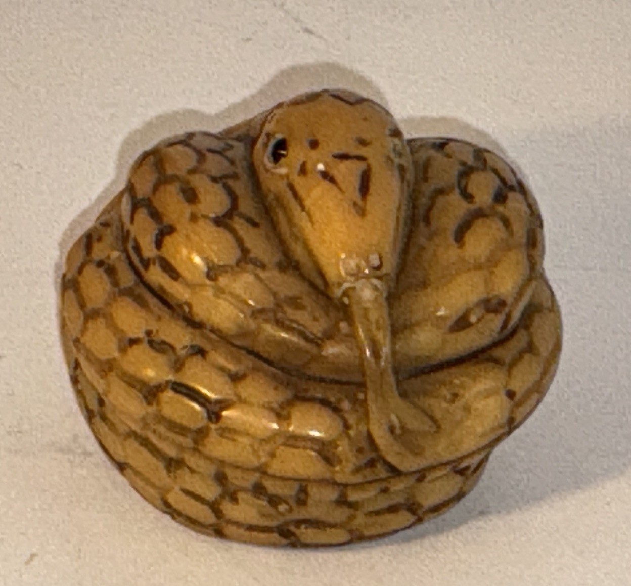 VTG Japanese Snake Netsuke Carved 1” Missing An Eye