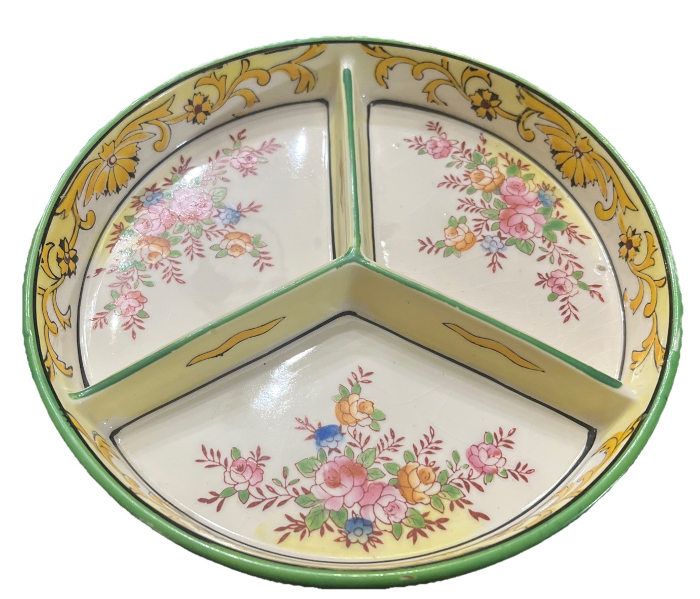 Antique Moriyama Divided Dish From Japan 7.25” *1K