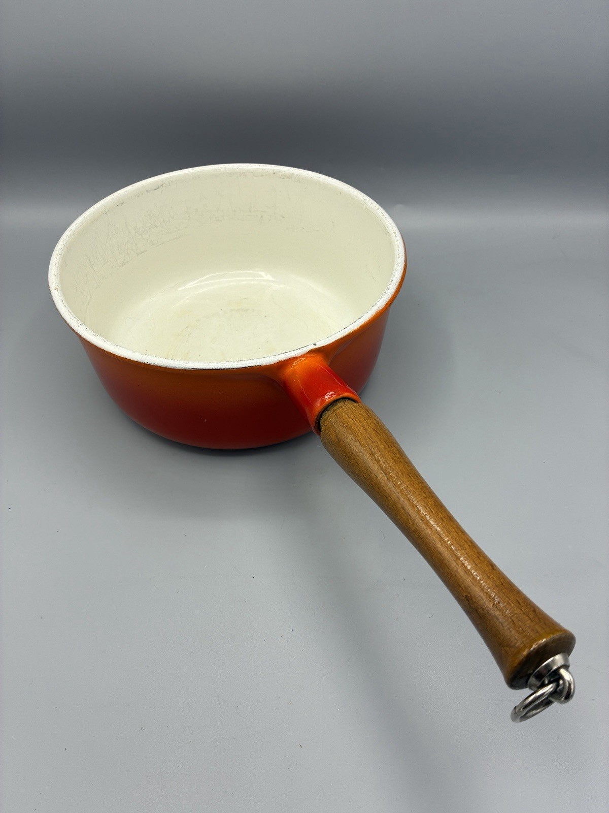 VTG Descoware Sauce Pot 80-D 20 P Cast Iron Enable Wood Handle Belgium