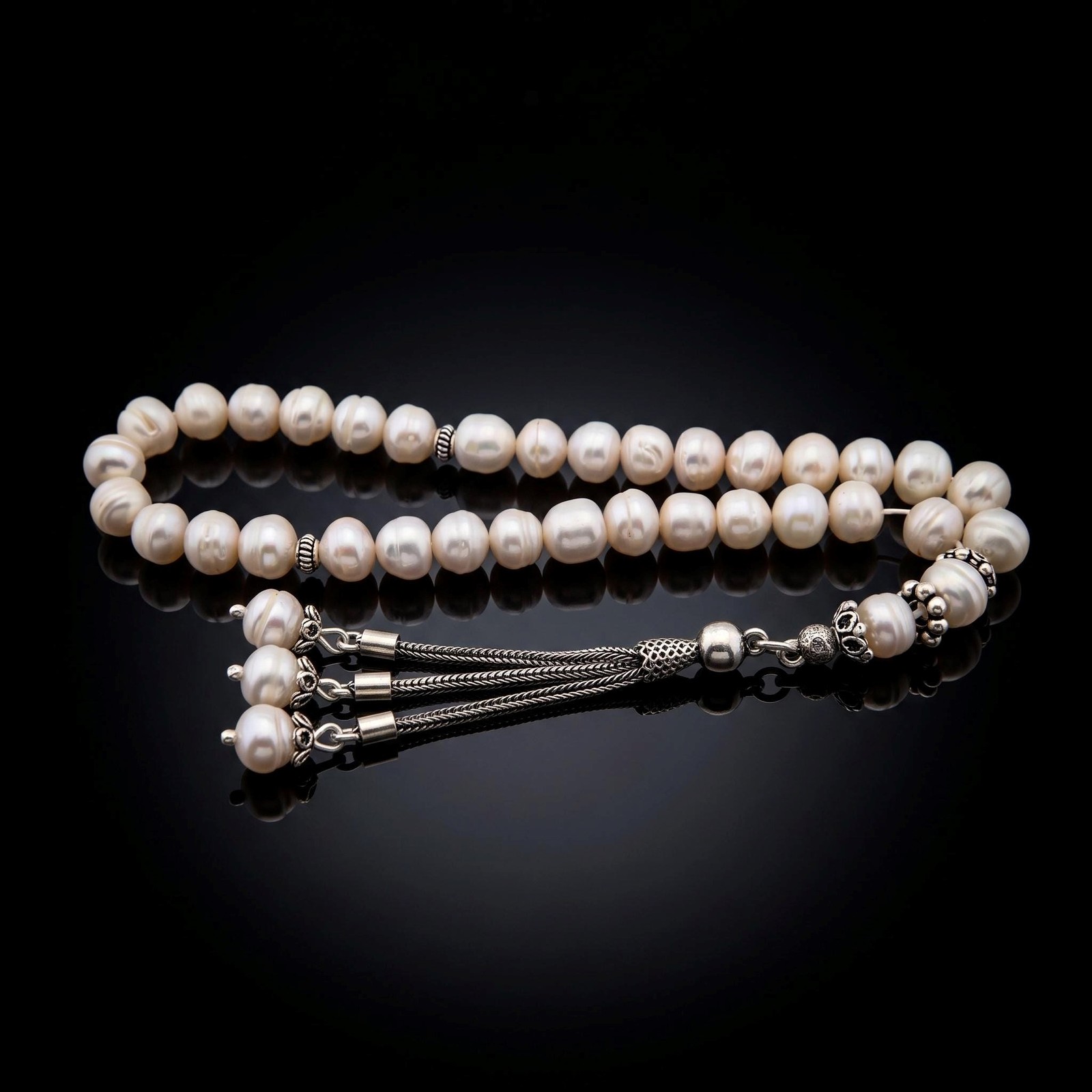 AAA Natural Freshwater Pearl gemstone 33 beads, 925 pure silver metals 129014