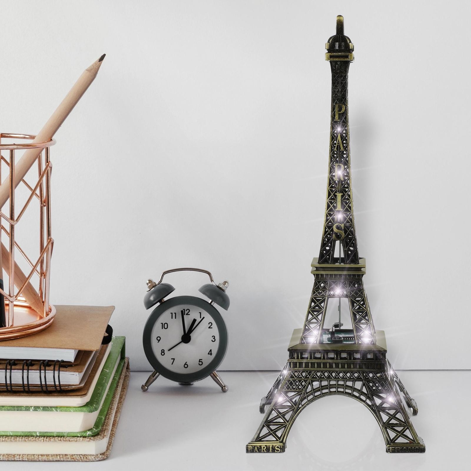 LED Eiffel Tower Décor Vintage Metal Model with Lights for Weddings, Travel