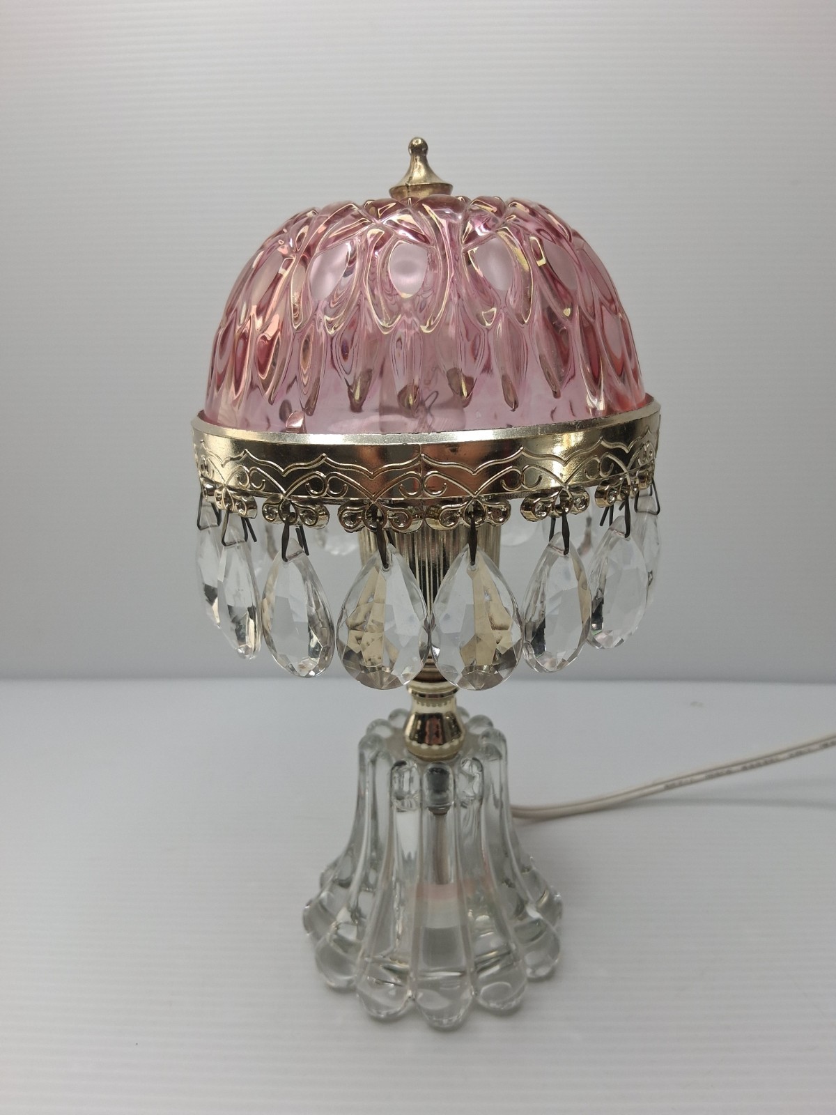 Vintage Michelotti Pink Cranberry Glass Prism Boudoir Princess Lamp Holland 