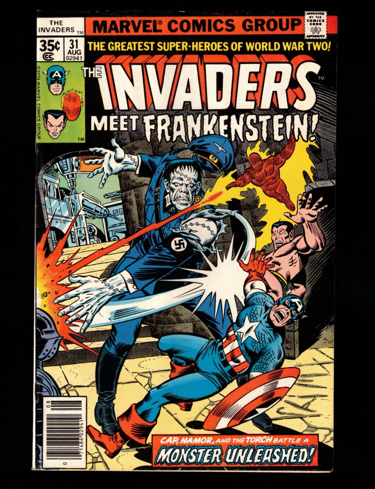 Invaders #31 vs Frankenstein   Fine+  1978 Marvel Comics