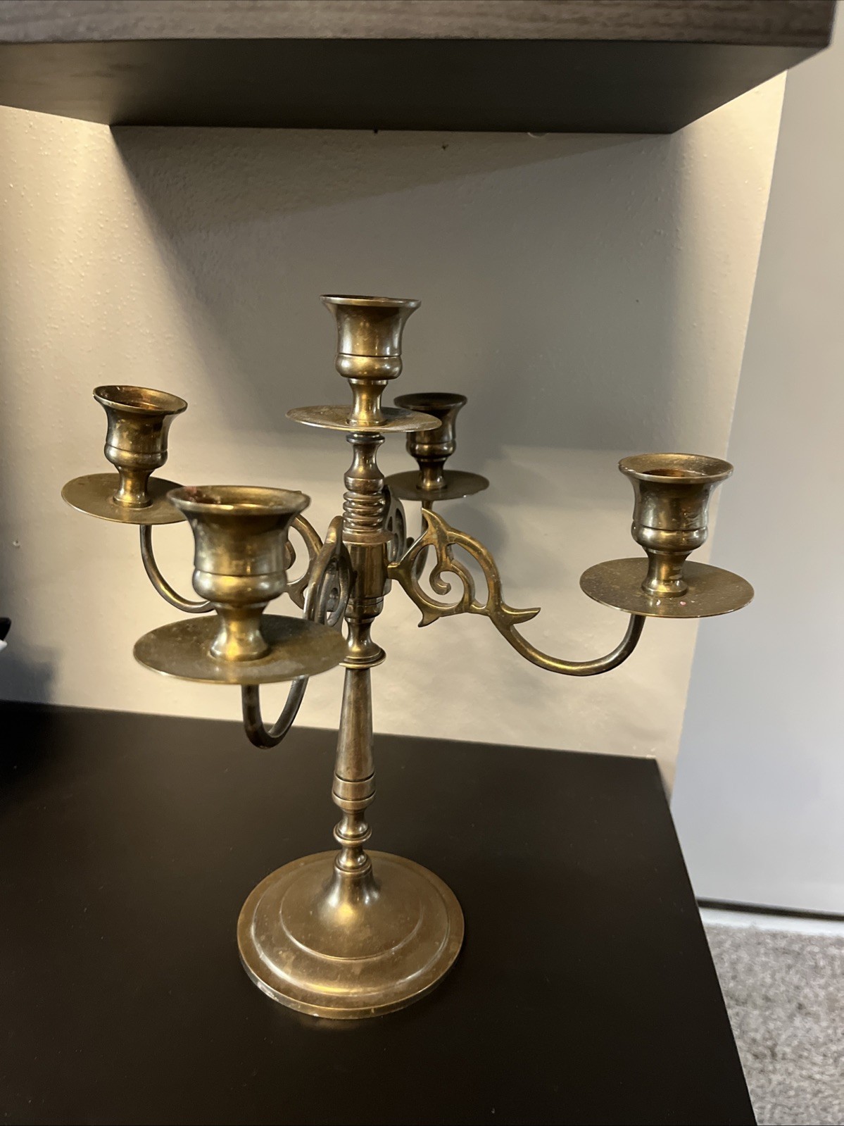 Vintage Solid Brass 4 Arm 5 Candle Holder Candelabra Candlesticks 11.5 Inches Vintage Solid Brass 4 Arm 5 Candle Holder Candelabra Candlesticks 11.5 Inches