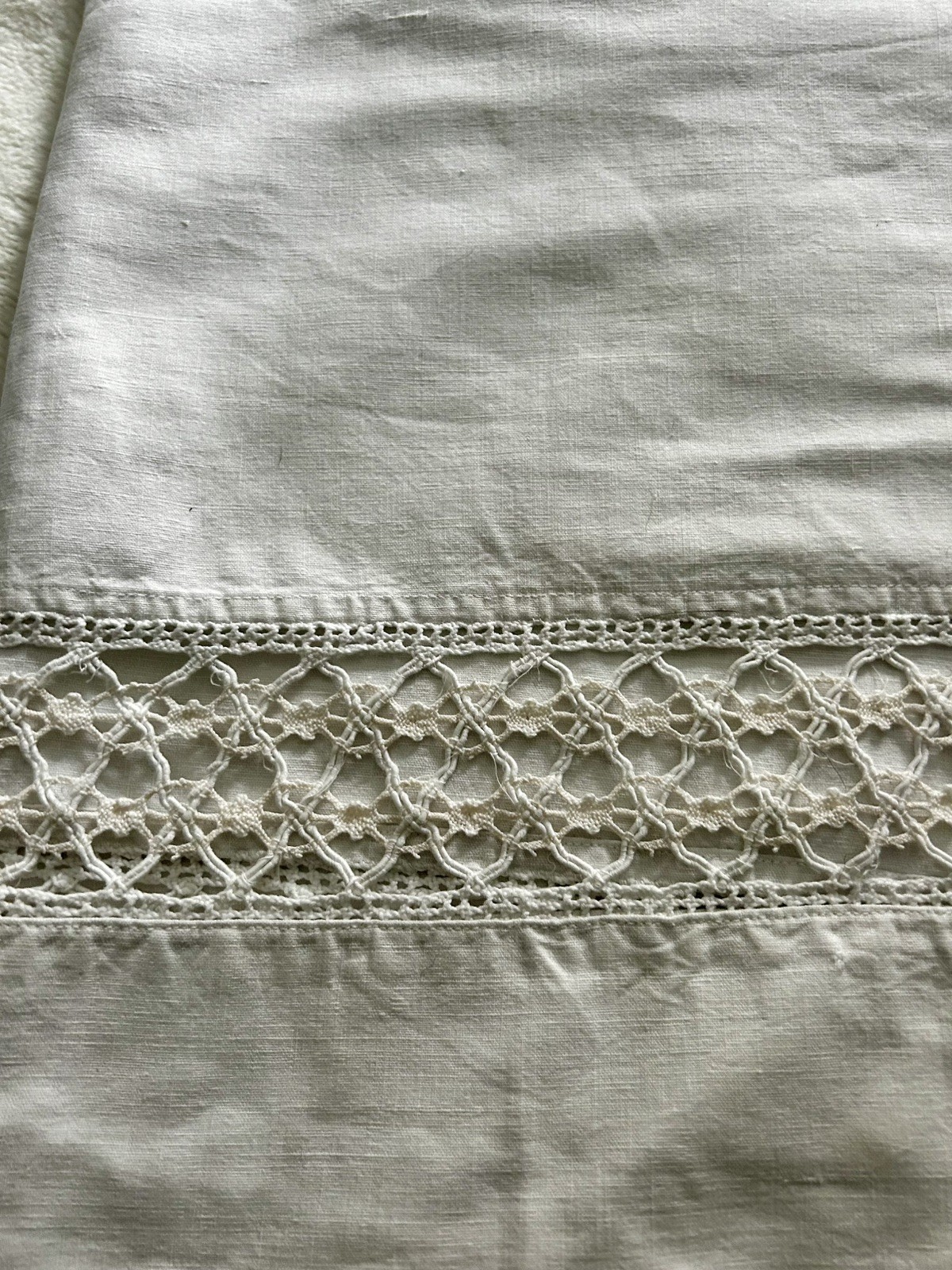 Vintage French large Heavy Cotton Linen Bedsheet 90x108” approx Vintage French large Heavy Cotton Linen Bedsheet 90x108” approx