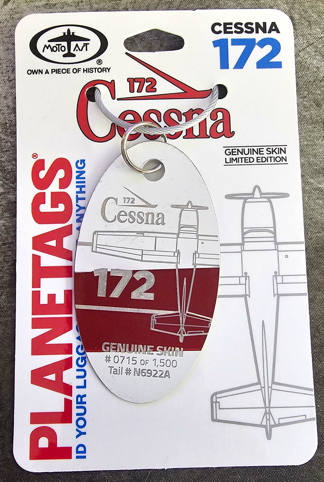 MotoArt PlaneTags Cessna 172 #0715/1500 N6922A Red/White Combo Rare and Sold Out