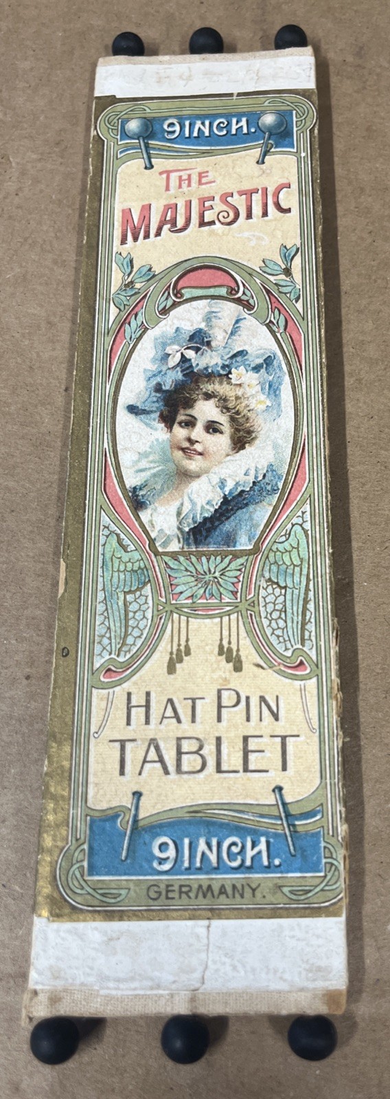 Antique “The Majestic” Hat Pin Tablet - 9 Inch - From Germany