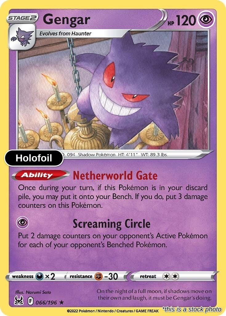 Gengar : SWSH11 Holofoil - 066/196 Near Mint Gengar : SWSH11 Holofoil - 066/196 Near Mint