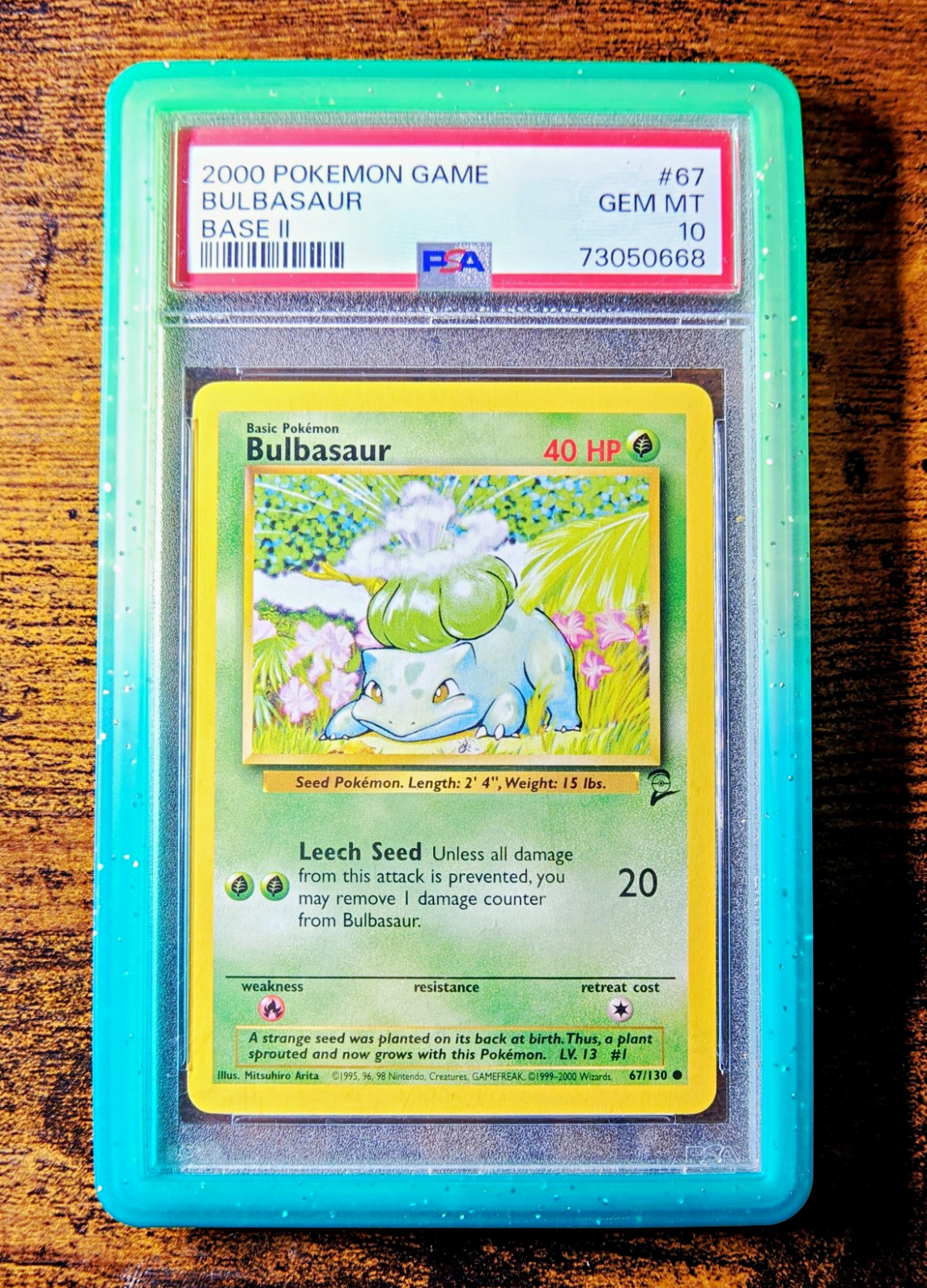 PSA 10 Gem 2000 Pokemon Bulbasaur Base Set 2 EN Vintage Bisasam WOTC 