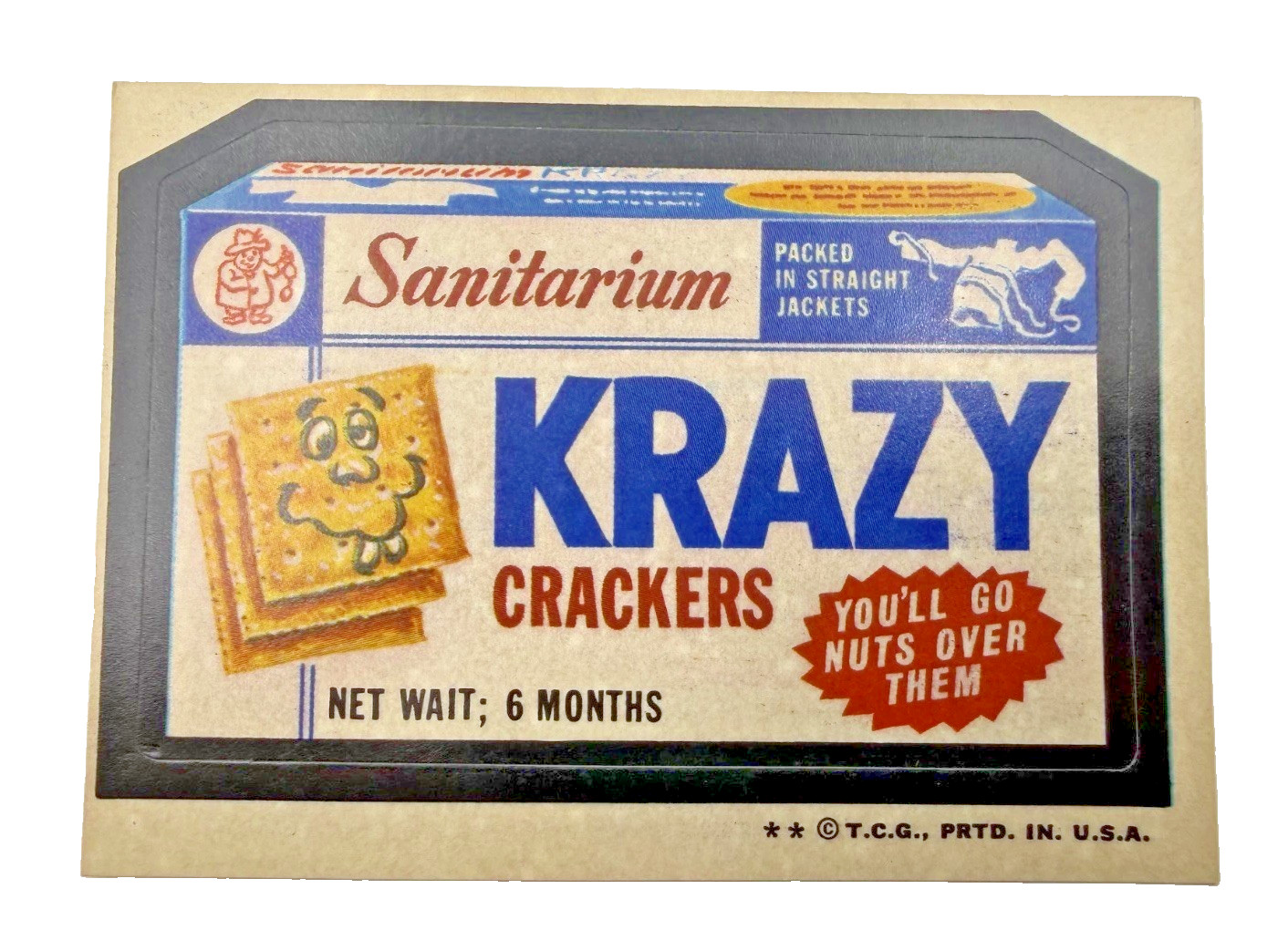 1974 Topps Wacky Packages 5th Series Krazy Crackers Sticker Tan Back Original