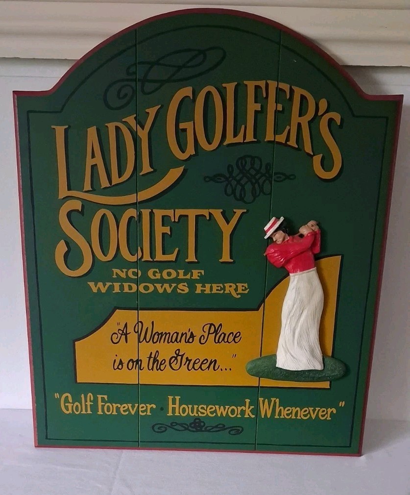 Meissenburg Designs Lady Golfer\'s Society Hand Painted Wood Golf Sign Decor