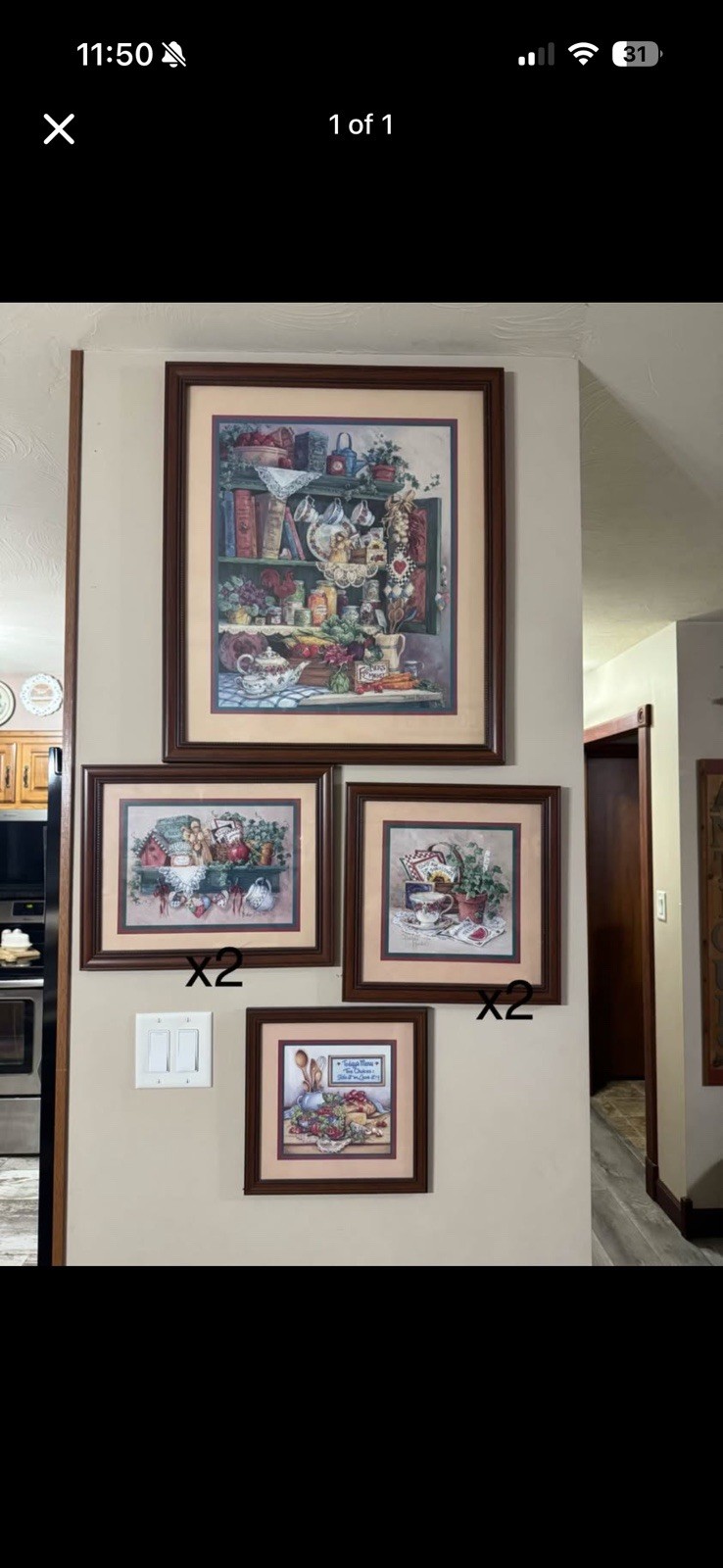 Home Interiors brand vintage Kitchen wall art 4 piece set