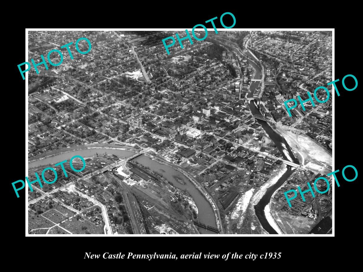 New Castle Pennsylvania Aerial View Of City c1935 2 Large Historic Old Photo