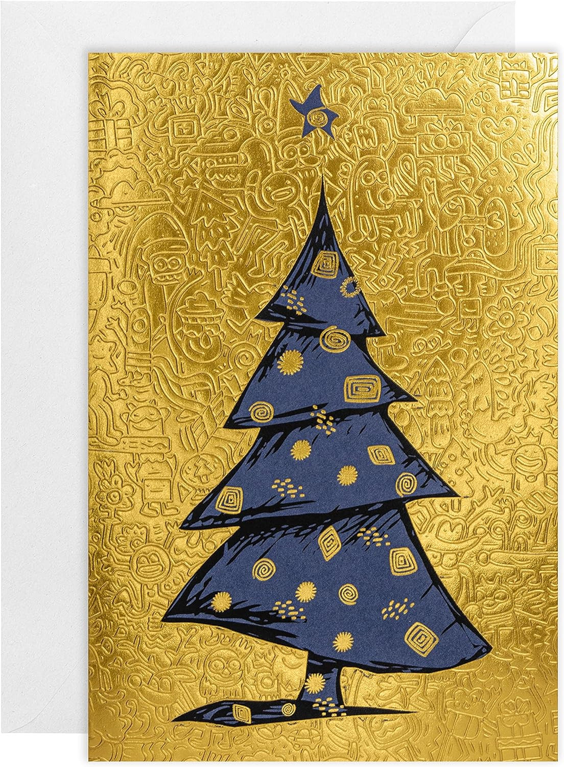 easykart labels 16 Christmas Greeting Cards with Gold Foiling Embossing with...
