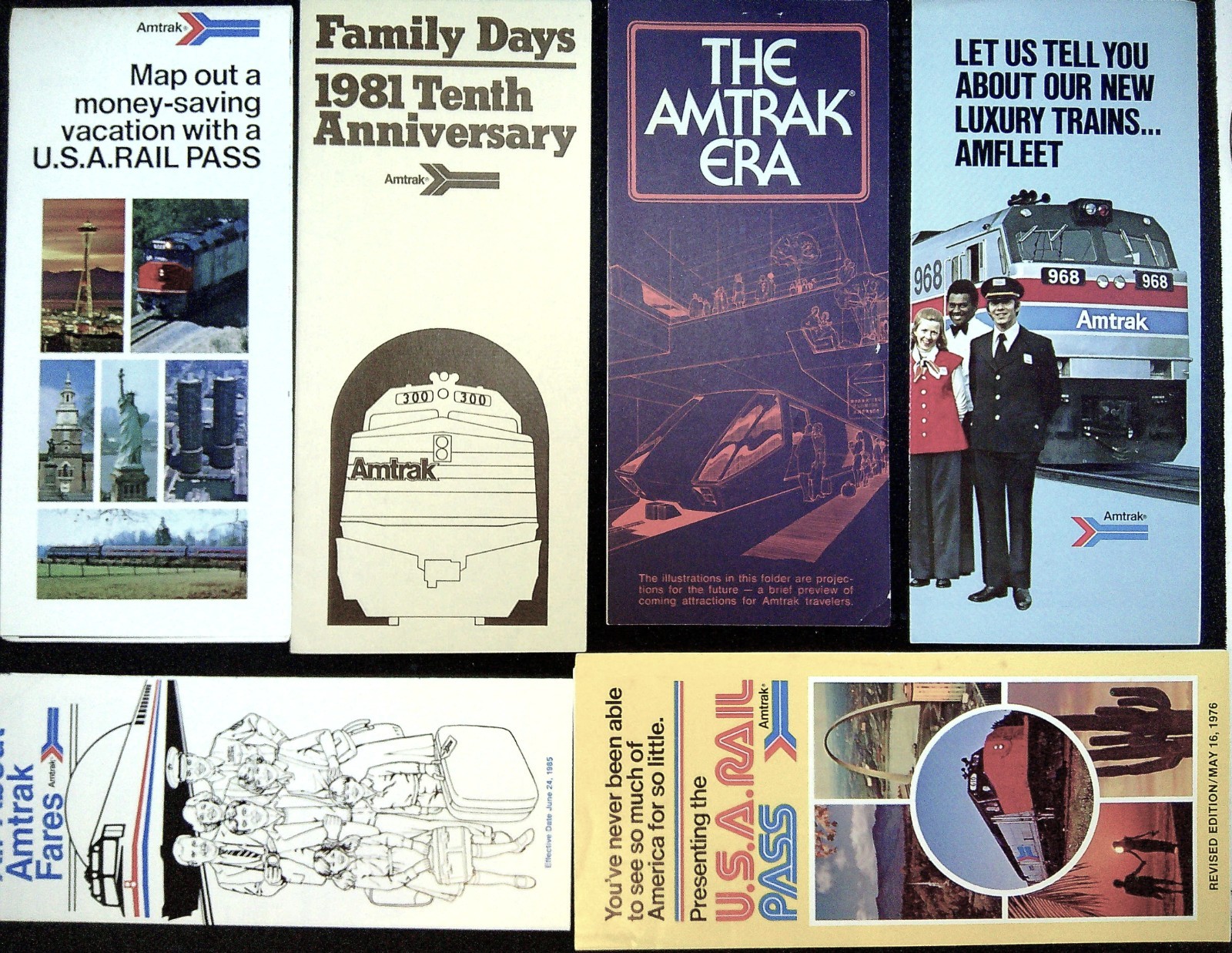 Amtrak --6 Promotional Brochures 1974-1985 Amtrak --6 Promotional Brochures 1974-1985