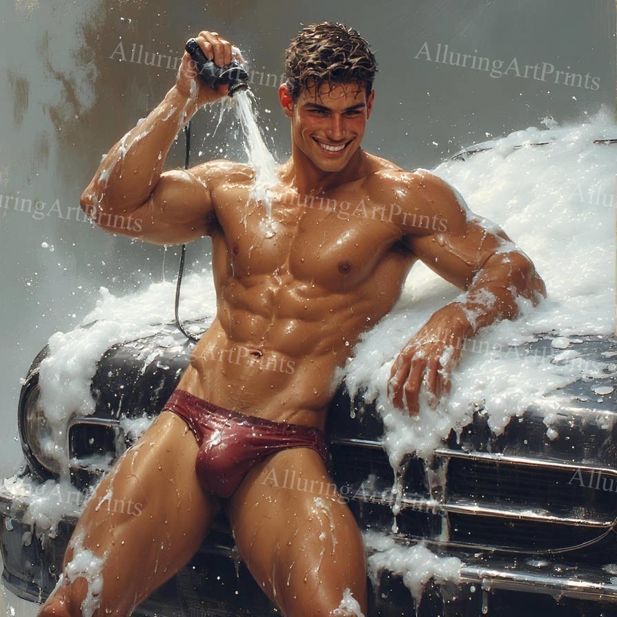 Fantasy Male Model Photo Print Muscular Handsome Shirtless Hunk Abs  -J113