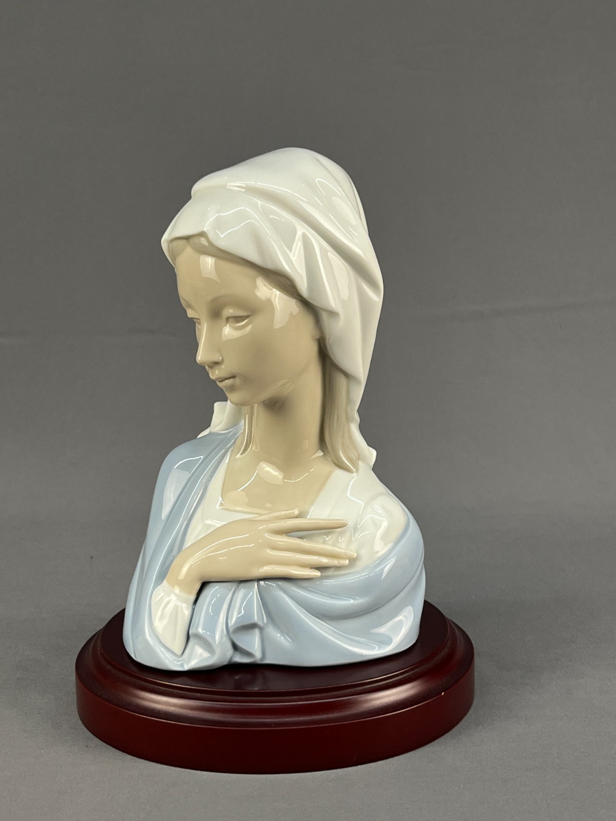 Vtg Lladro Madonna Head Bust Saint Mother Mary Porcelain Glossy #4649 on Base
