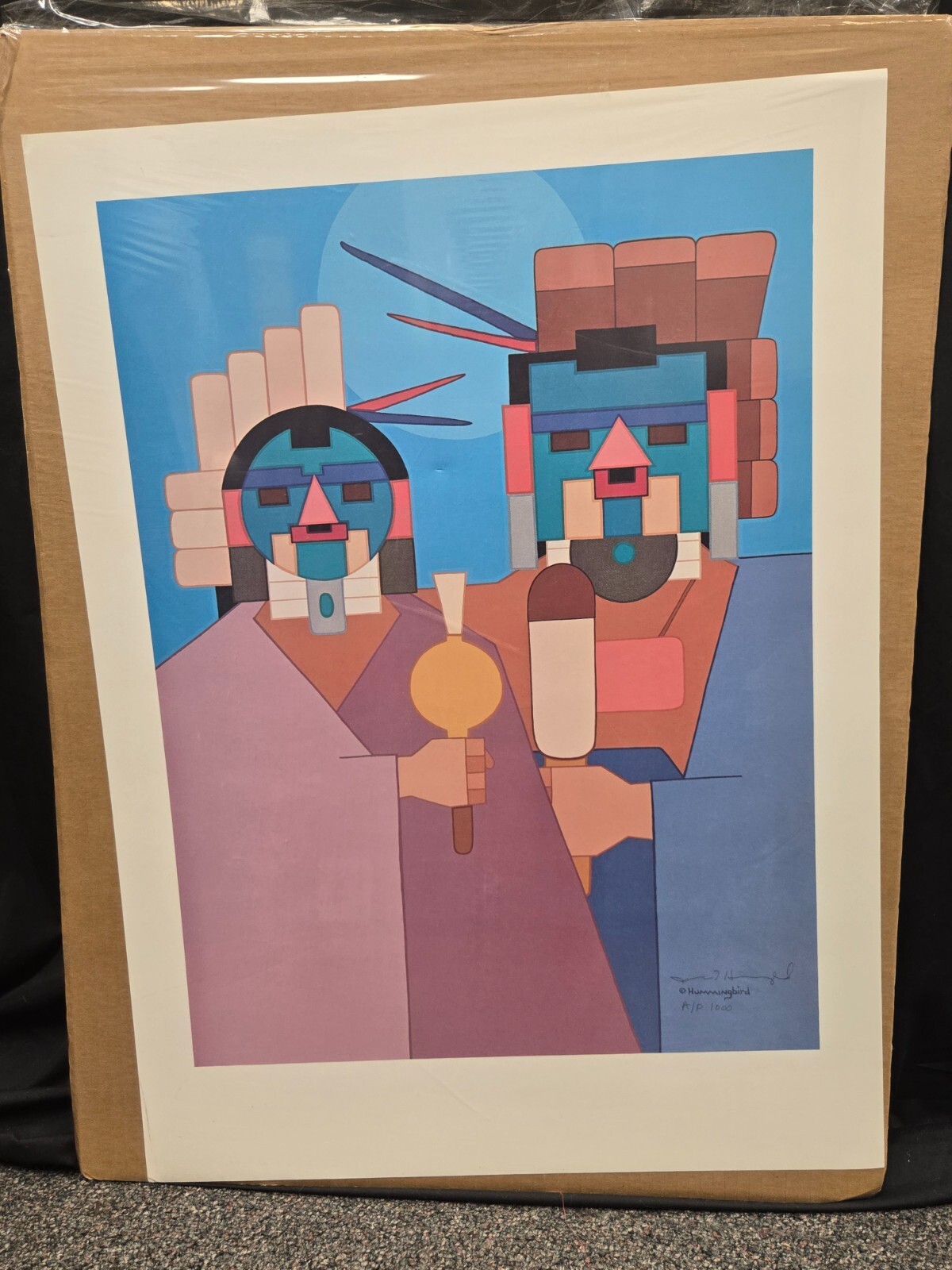 VTG Jesse T. Hummingbird Signed ARTIST PROOF Poster Print 25.5\